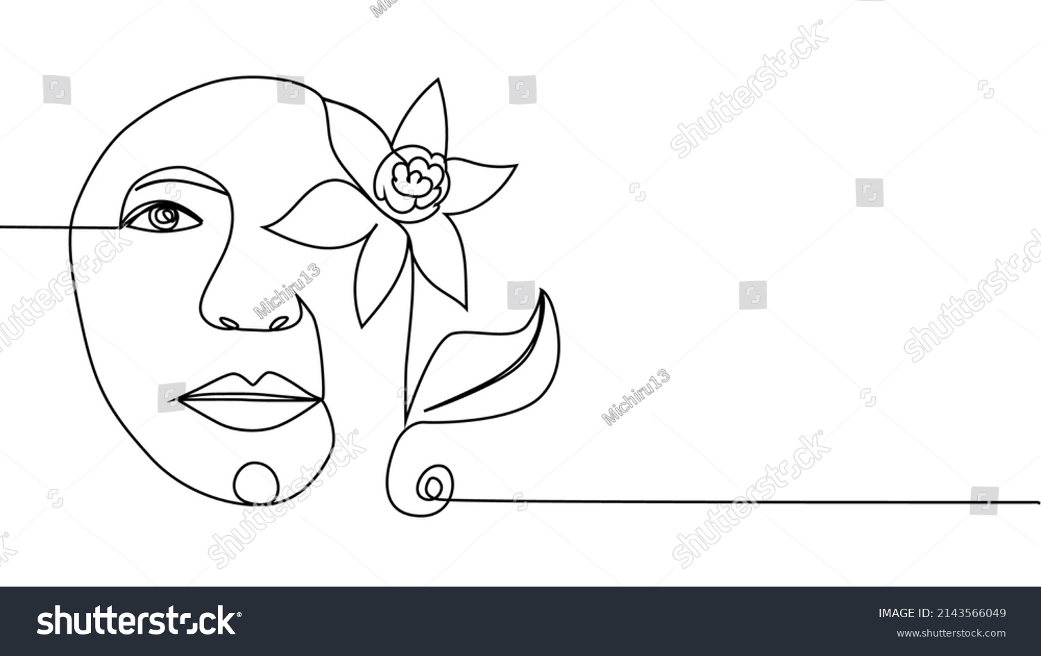 Woman Face Flowers Continuous One Line Stock Vector Royalty Free 2143566049 Shutterstock 9063