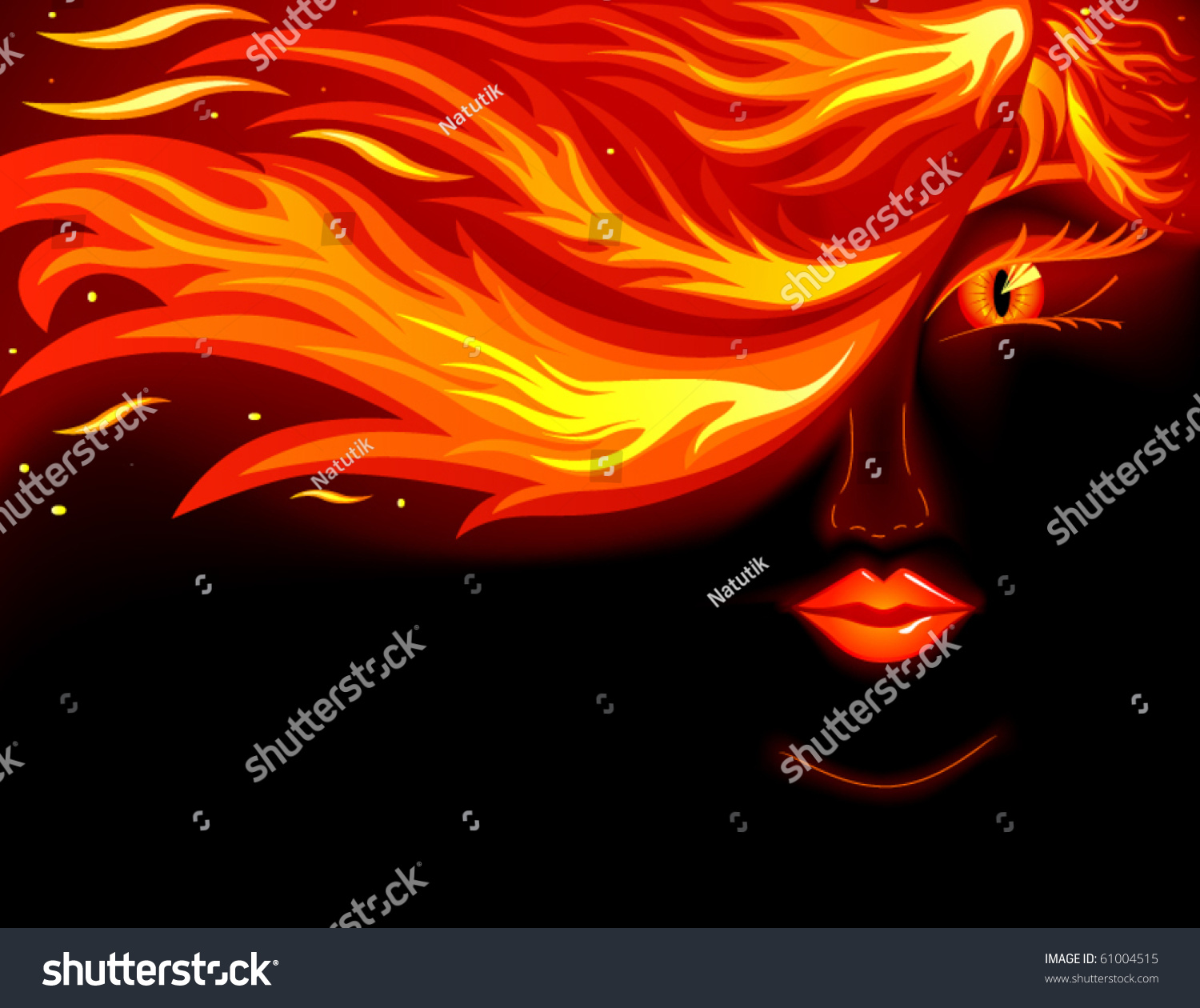 Woman Fire Face Stock Vector Illustration 61004515 : Shutterstock