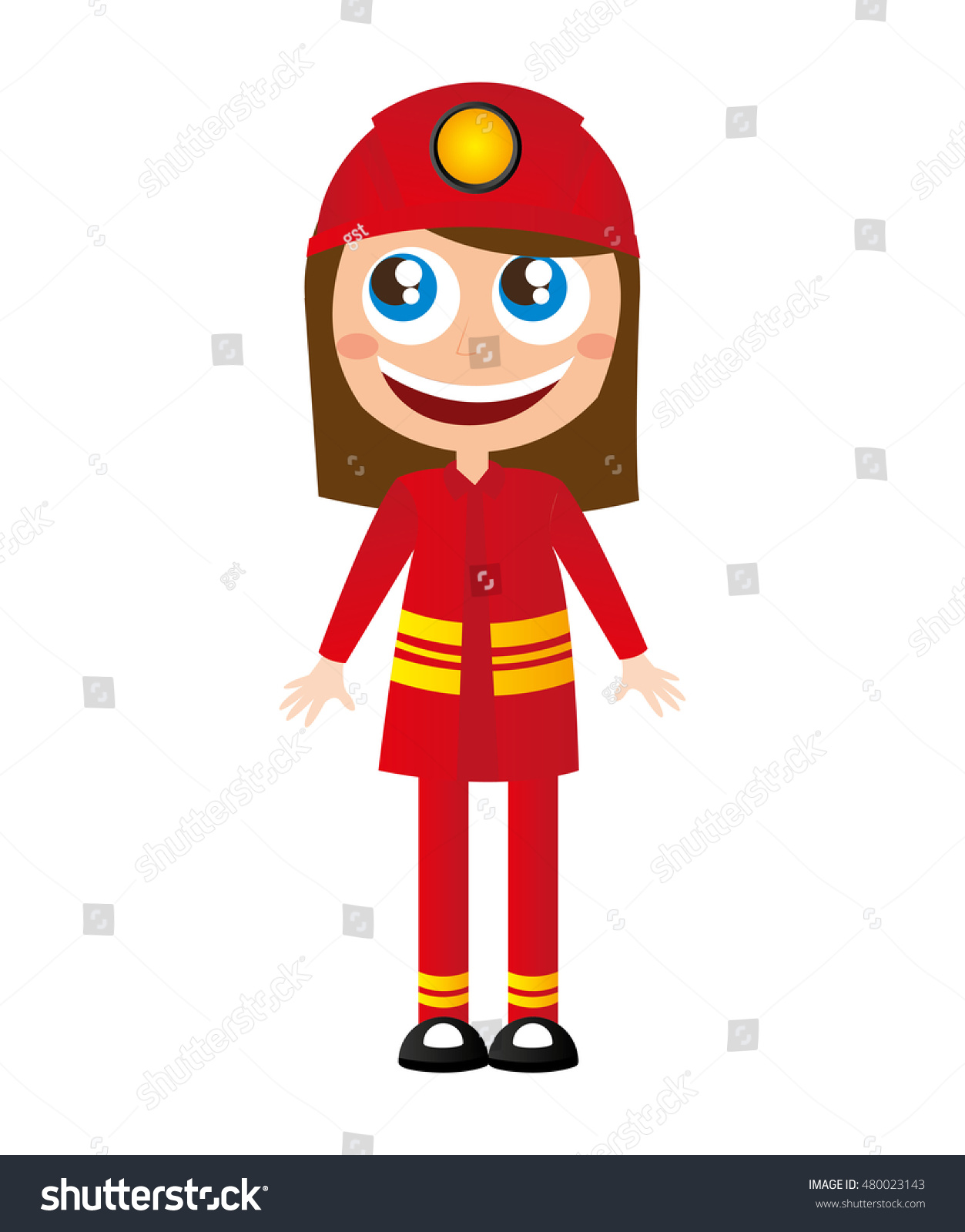 Woman Firefighter Character Comic Avatar Vector Illustration Design ...