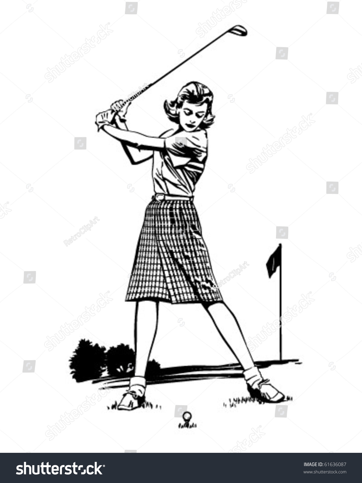 SVG of Woman Golfer 2 - Retro Clip Art svg