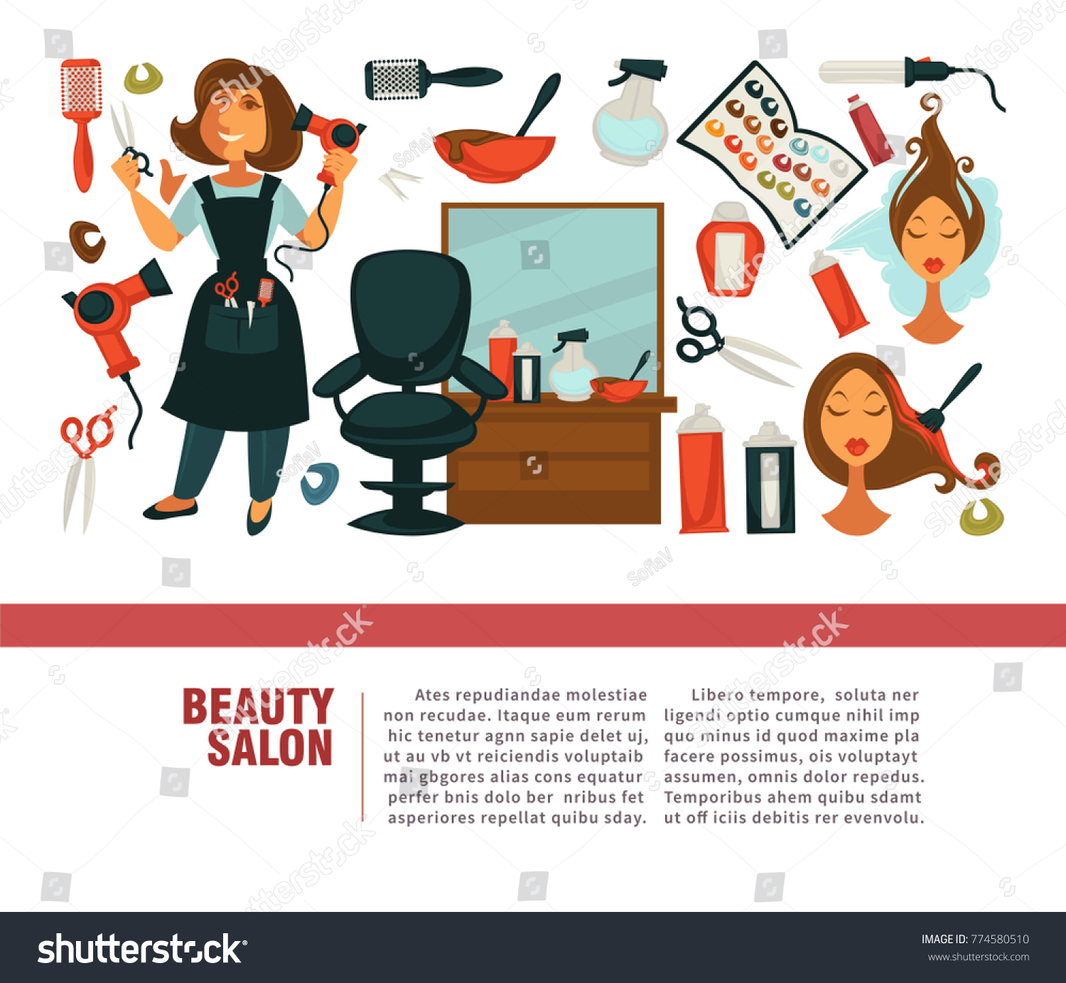 Woman Hairdresser Beauty Salon Poster Flat Stock Vector Royalty