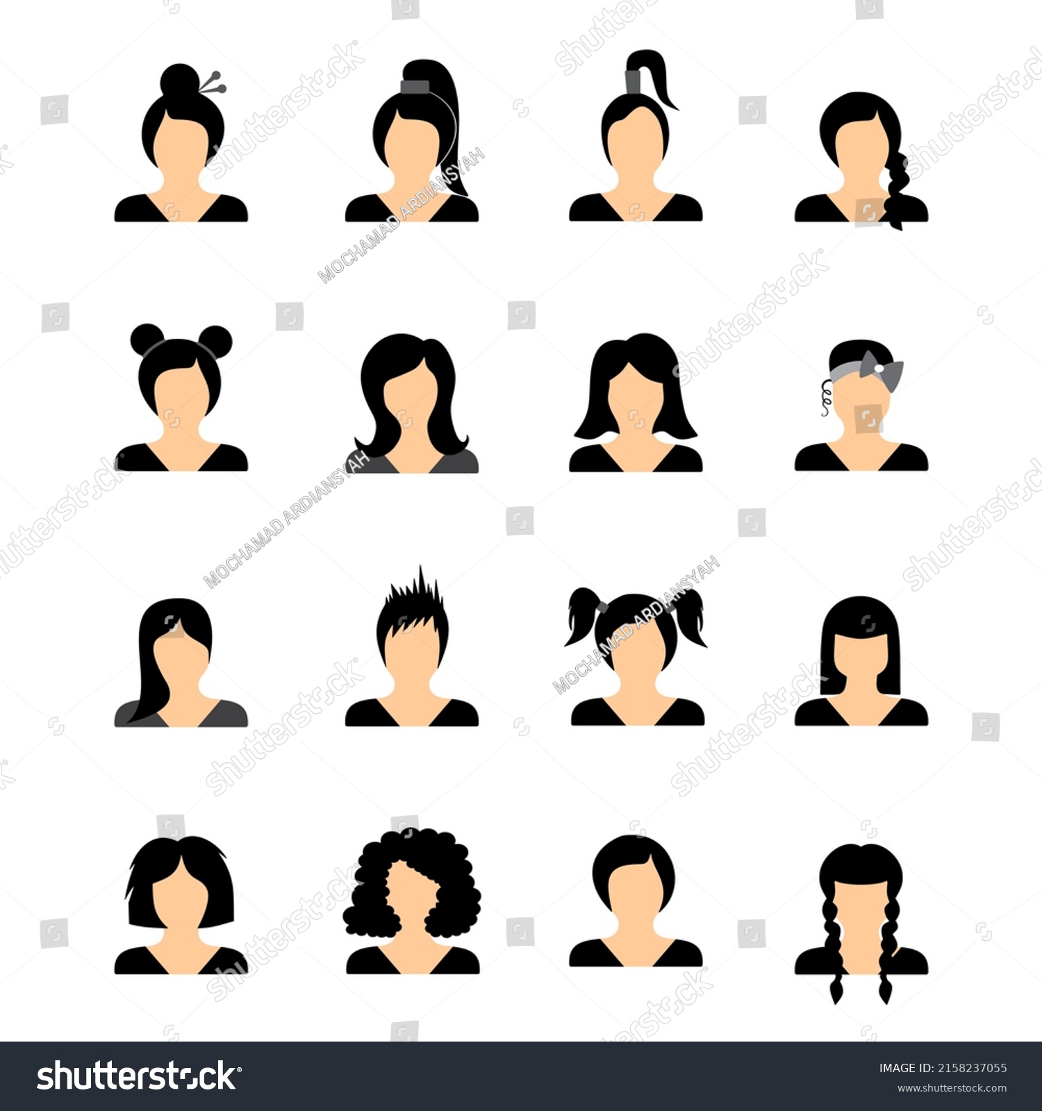 Woman Hairstyle Icon Set Vektor Stock Vector Royalty Free 2158237055