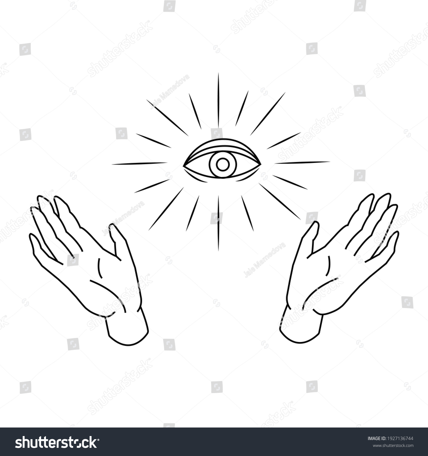 Woman Hands Eye Providence Outline Tattoo Stock Vector (Royalty Free ...