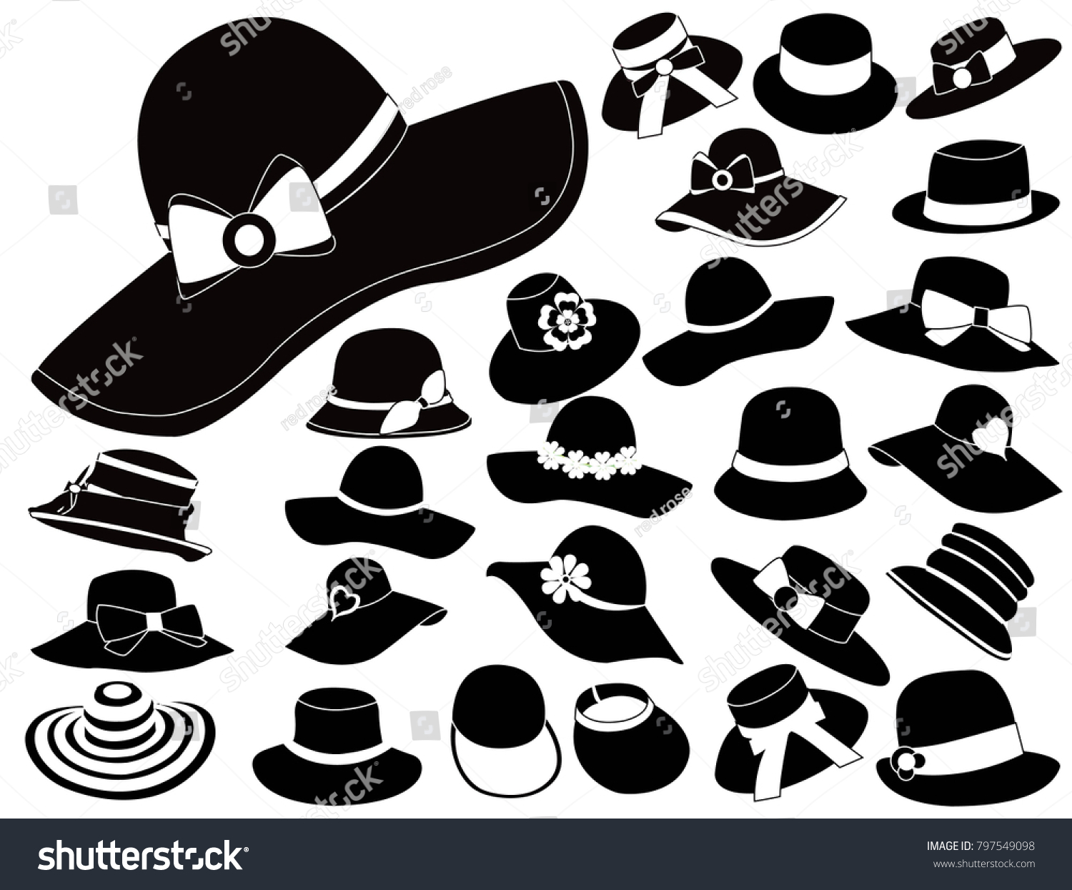 Woman Hats Vector Stock Vector (Royalty Free) 797549098 | Shutterstock