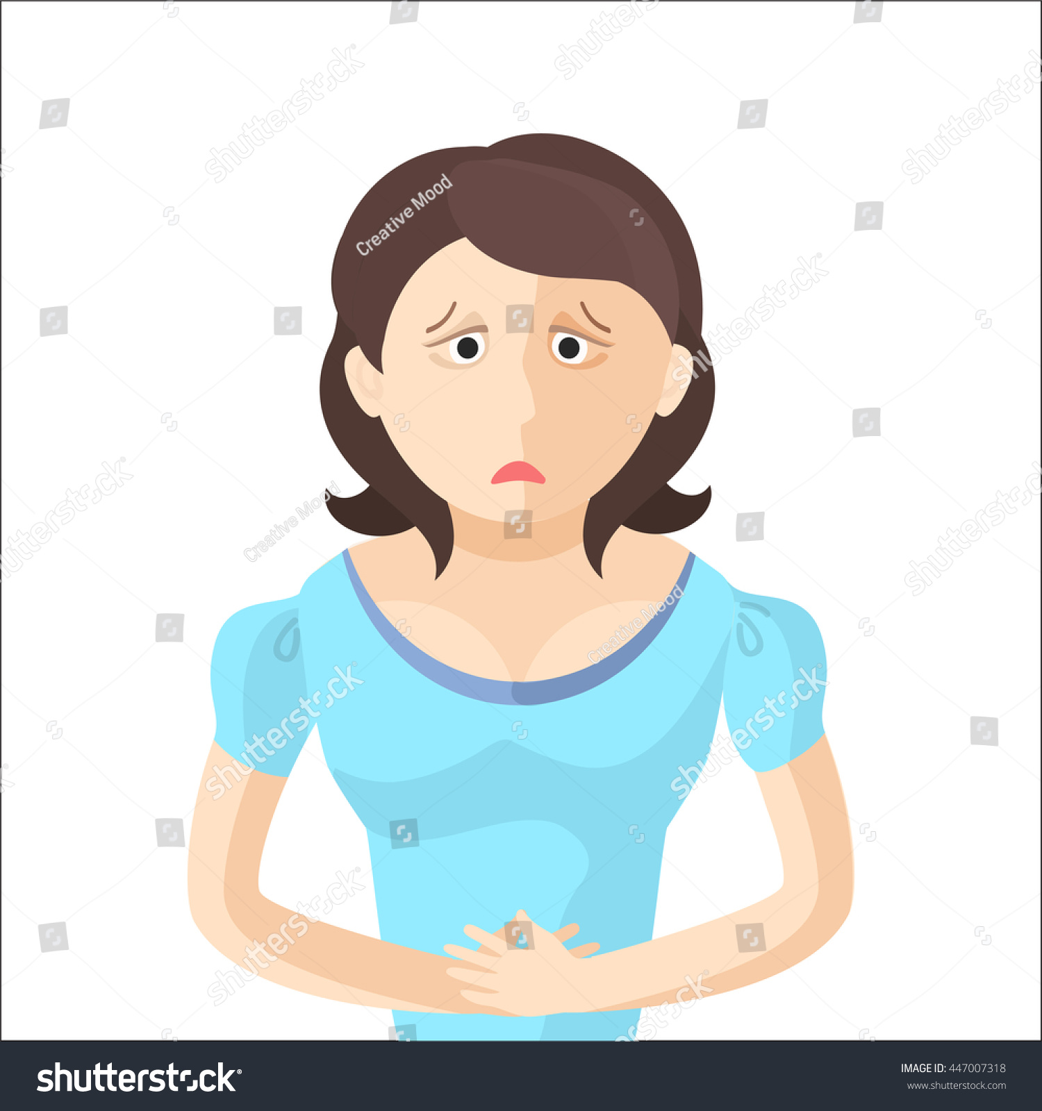 Woman Have Abdominal Pain Character Flat Stock Vector (Royalty Free ...