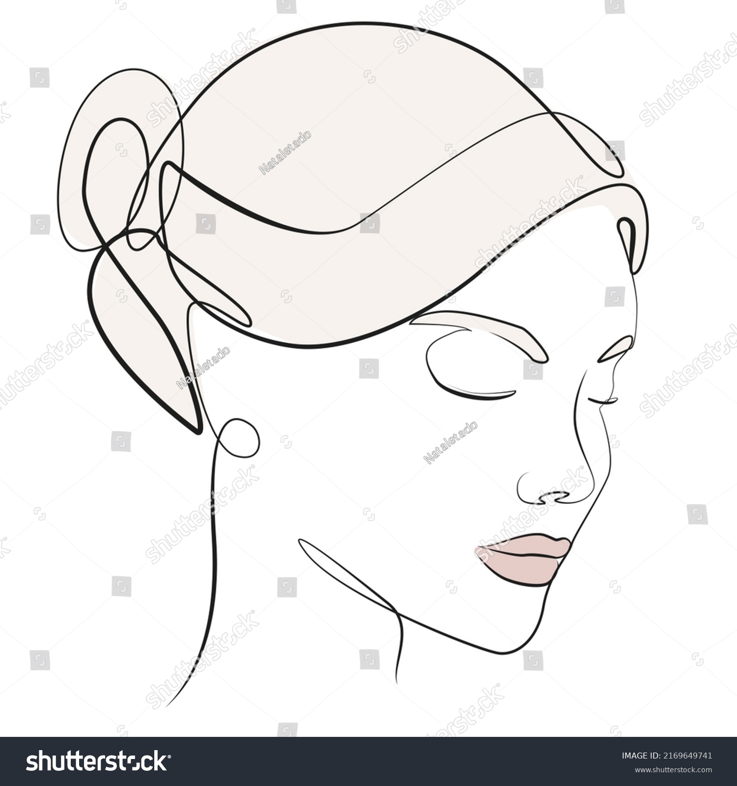 Woman Head One Line Drawing On Stock Vector (Royalty Free) 2169649741 ...