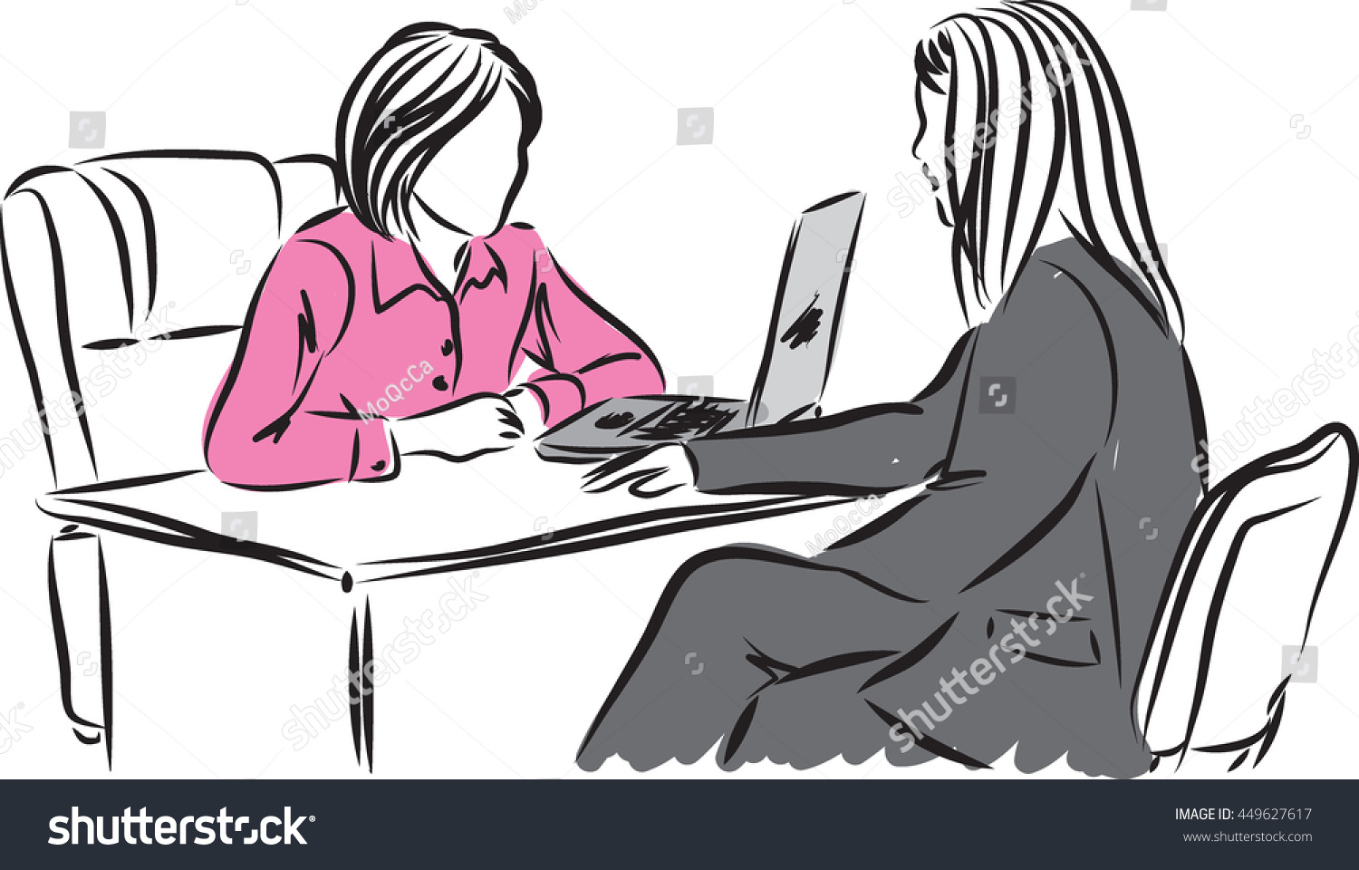 Woman Job Interview Illustration Stock Vector 449627617 Shutterstock