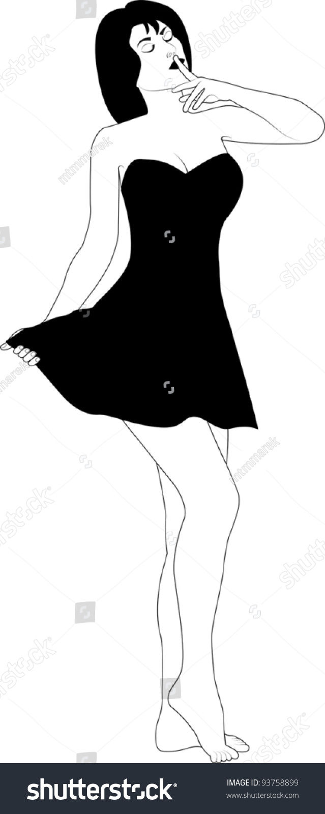 Woman Nightgown Put Her Forefinger Her Stock Vector Royalty Free 93758899 Shutterstock 