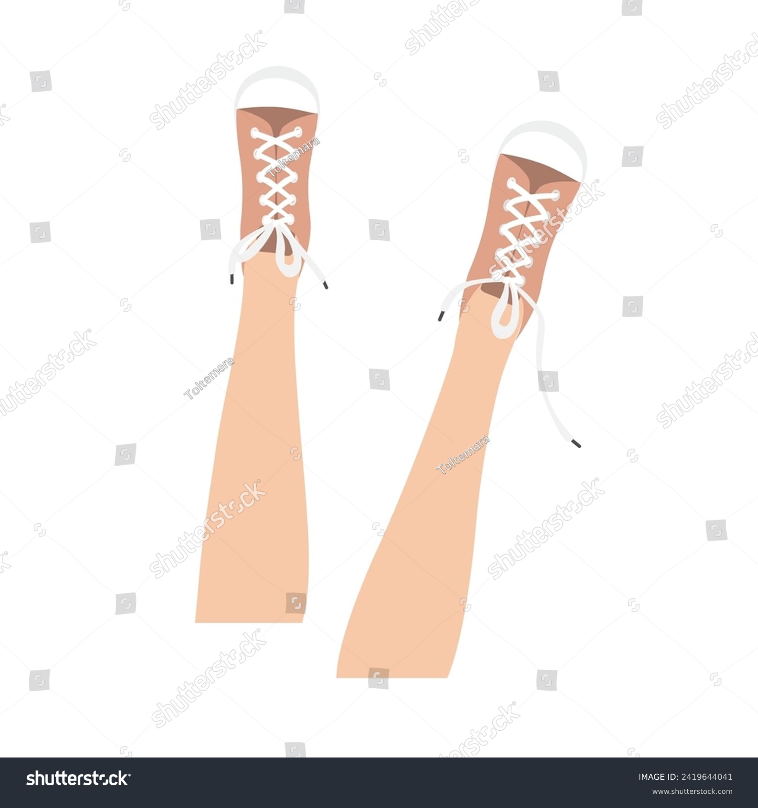 SVG of Woman legs wearing a pair of red sneakers. Vector isolated on white svg