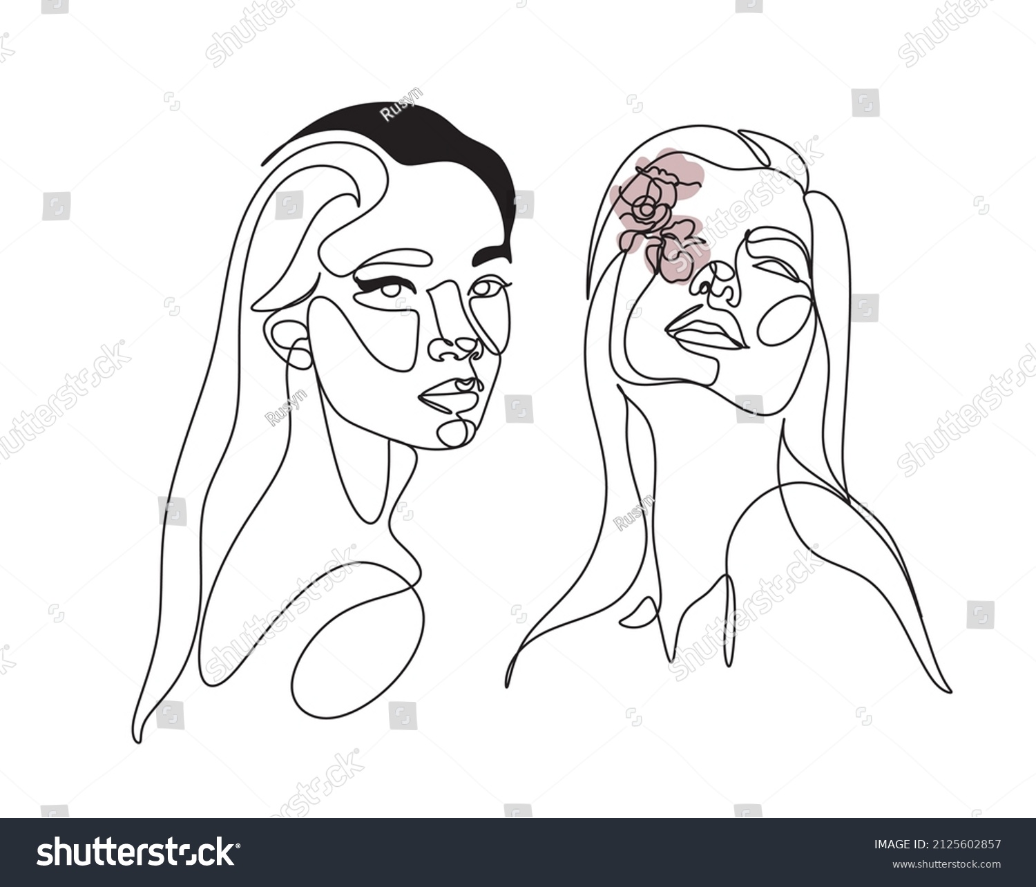 Woman Line Art Vector Portraits Women Stock Vector Royalty Free 2125602857 Shutterstock 9459