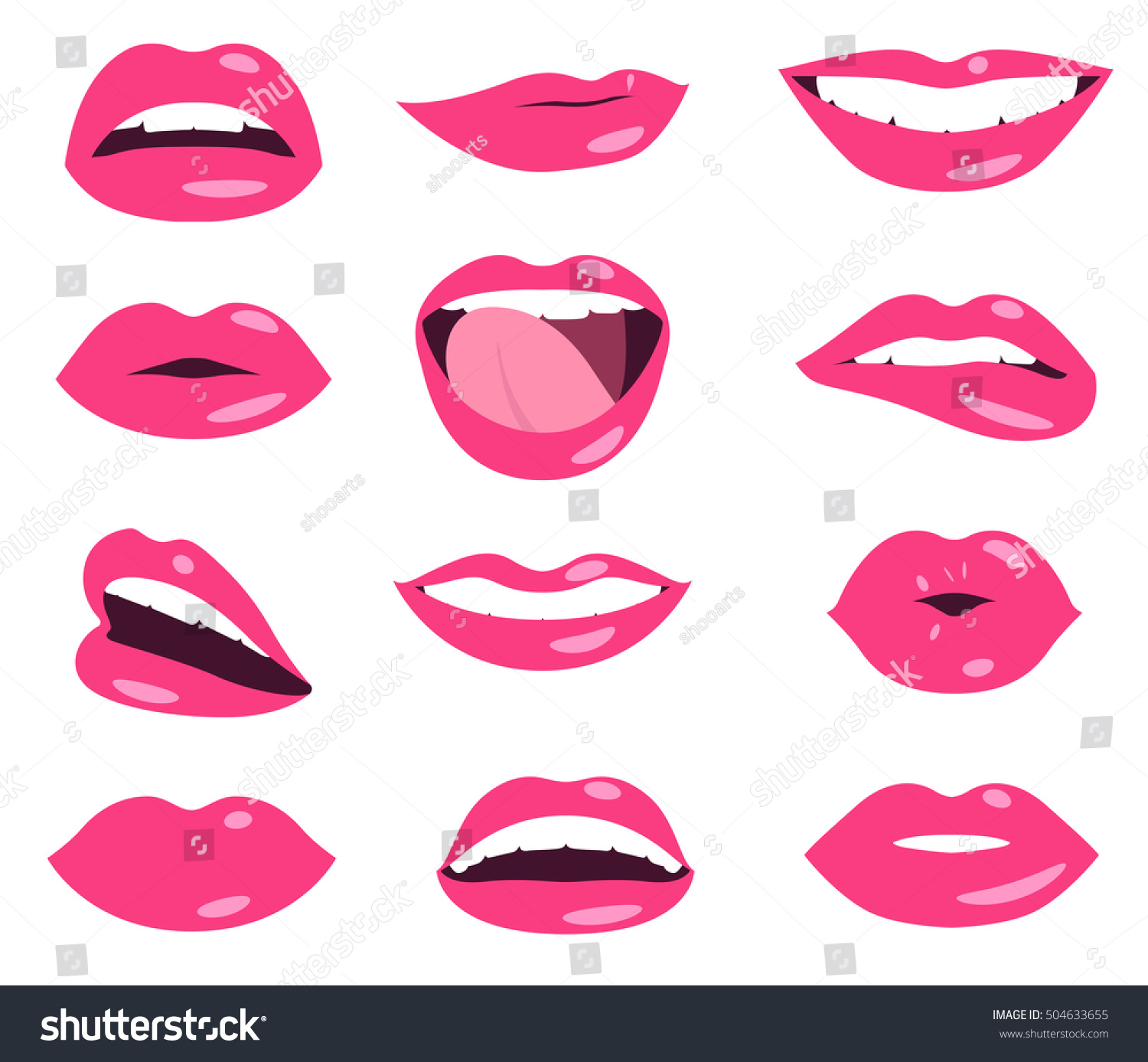 Woman Lips Facial Expression Vector Set Stock Vector (Royalty Free ...