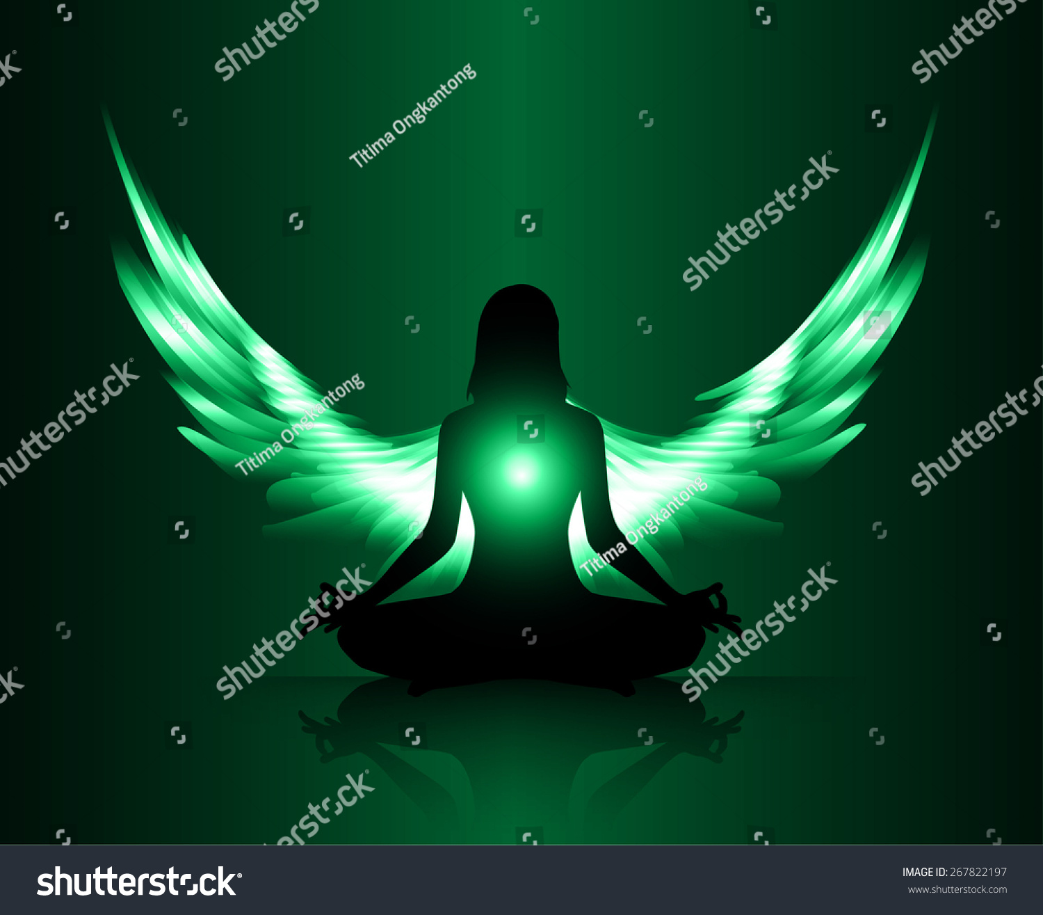 Woman Meditate Green Abstract Radius Background Stock Vector Royalty Free 267822197 7658