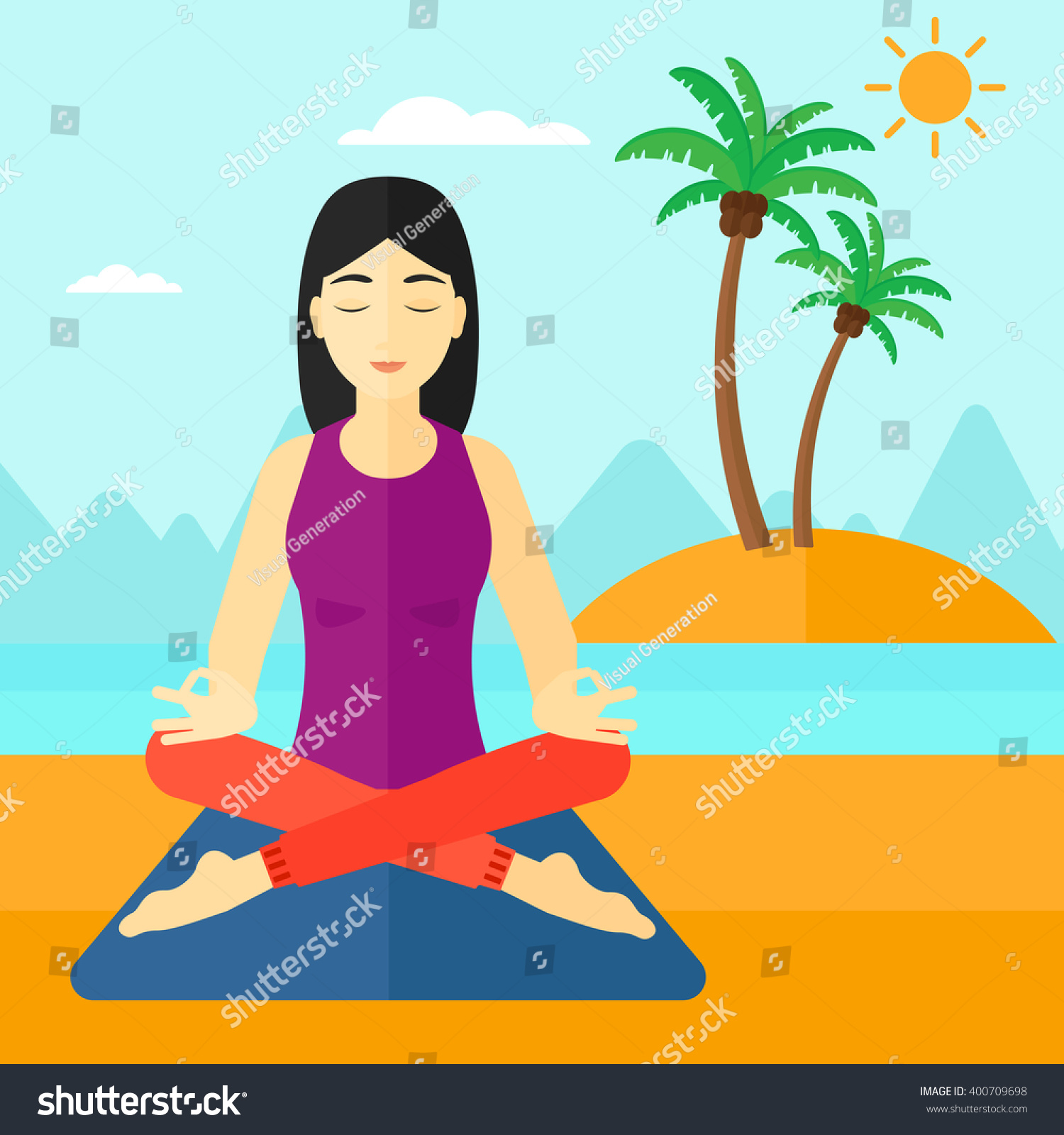 Woman Meditating Lotus Pose Stock Vector Royalty Free 400709698