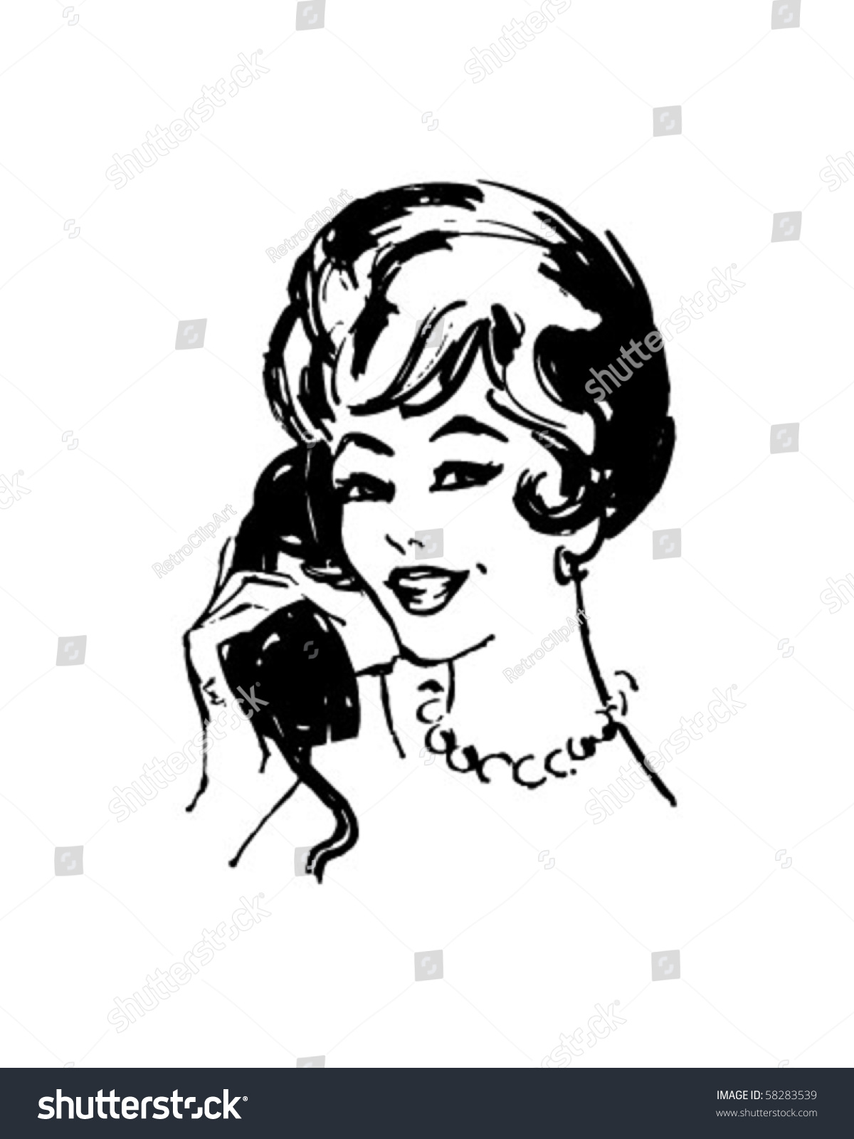 SVG of Woman On The Phone - Retro Clip Art svg