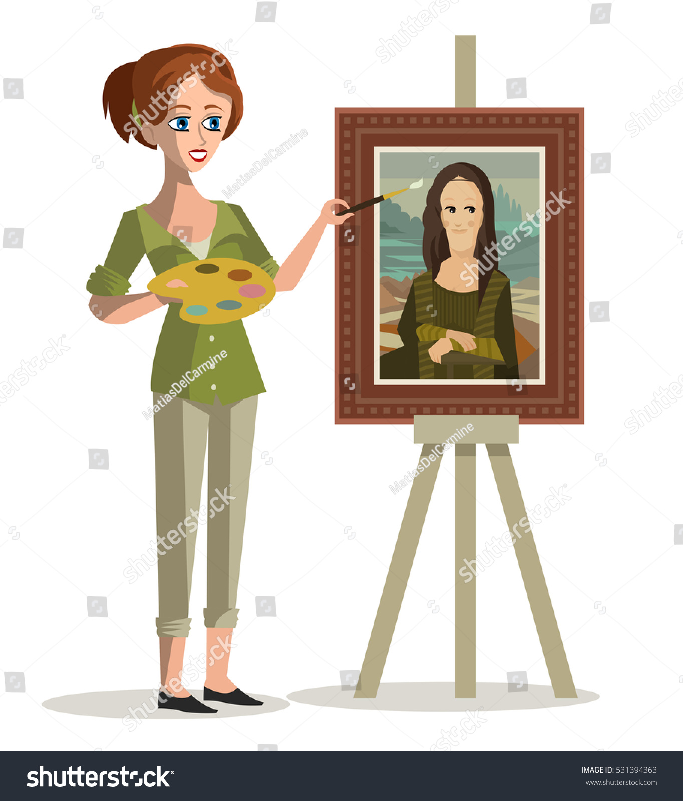 Woman Painting Stock Vector Illustration 531394363 : Shutterstock