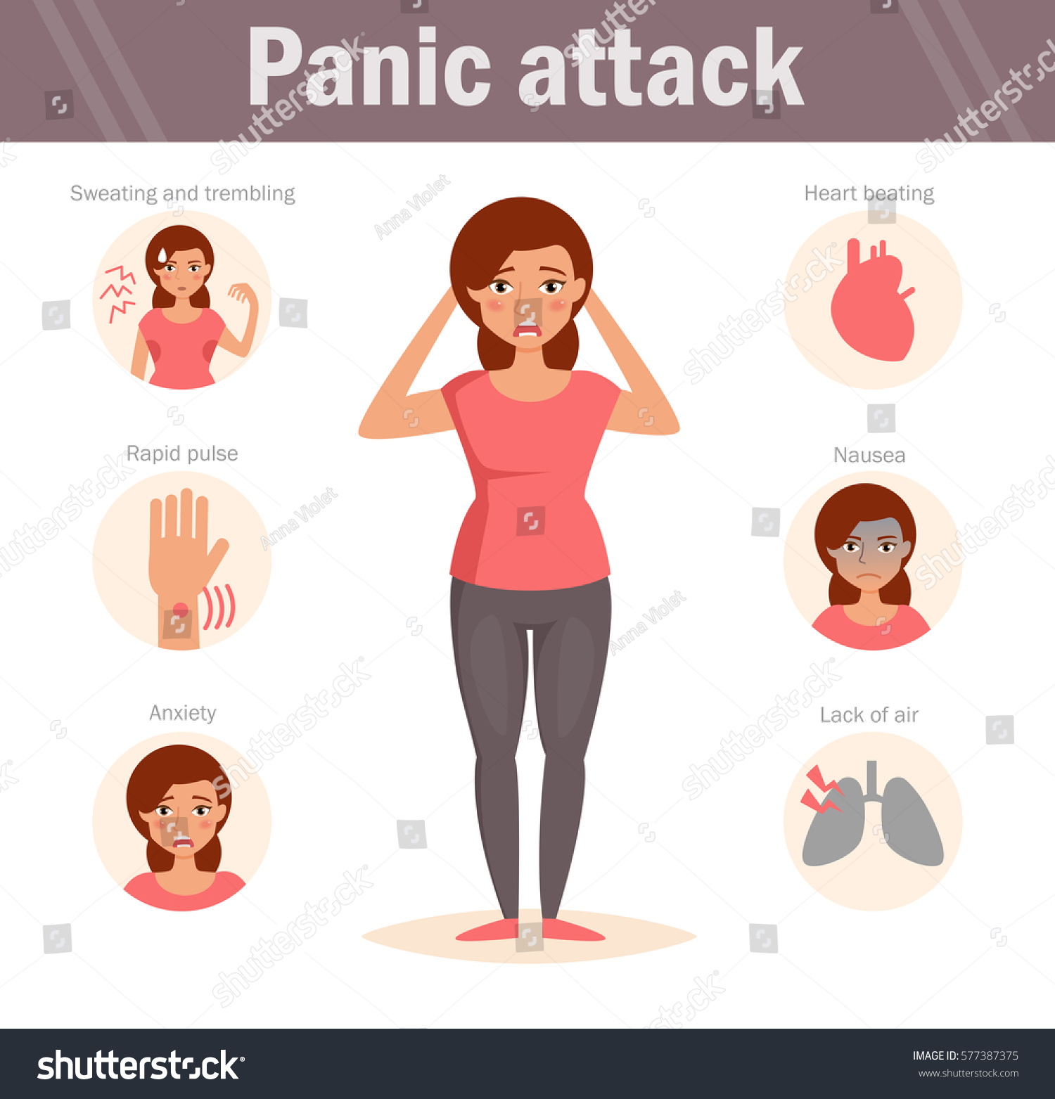 Woman Panic Attack Vector Art On Stock Vector 577387375 - Shutterstock