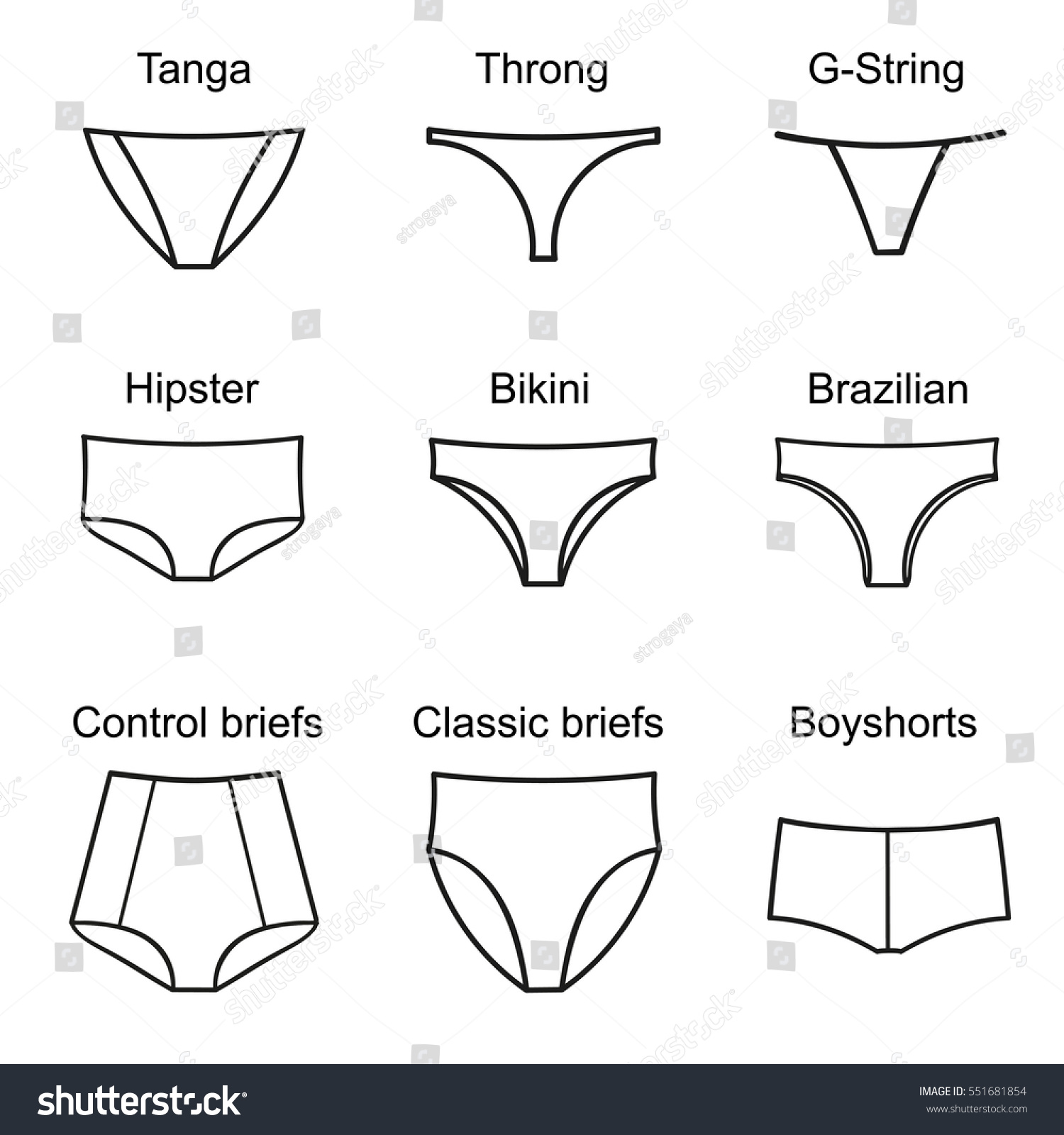 Woman Panties Feminine Collection Underwear Panties Stock Vector ...
