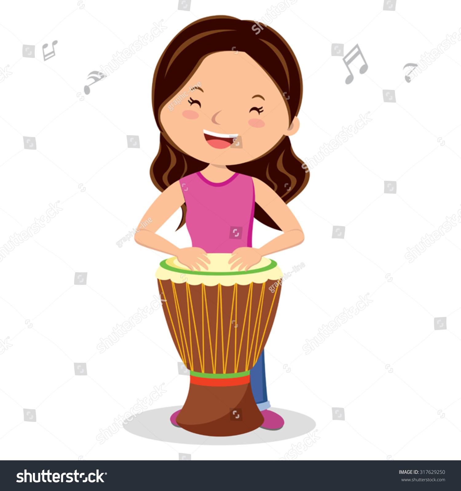 Woman Playing African Drum Vector Illustration Stock Vector 317629250 ...