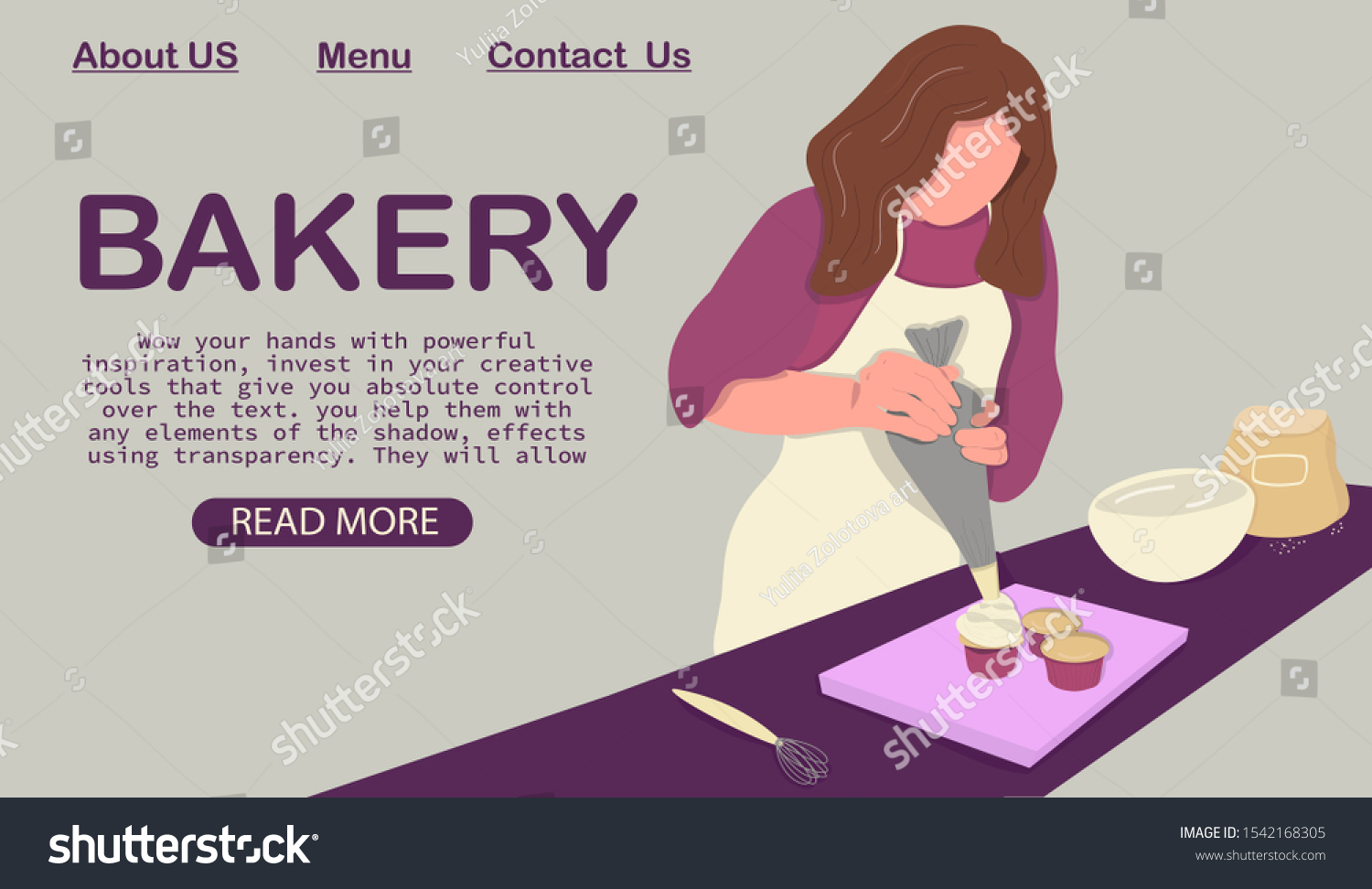 Woman Prepares Baking Banner Bakery Shop Stock Vector Royalty Free 1542168305