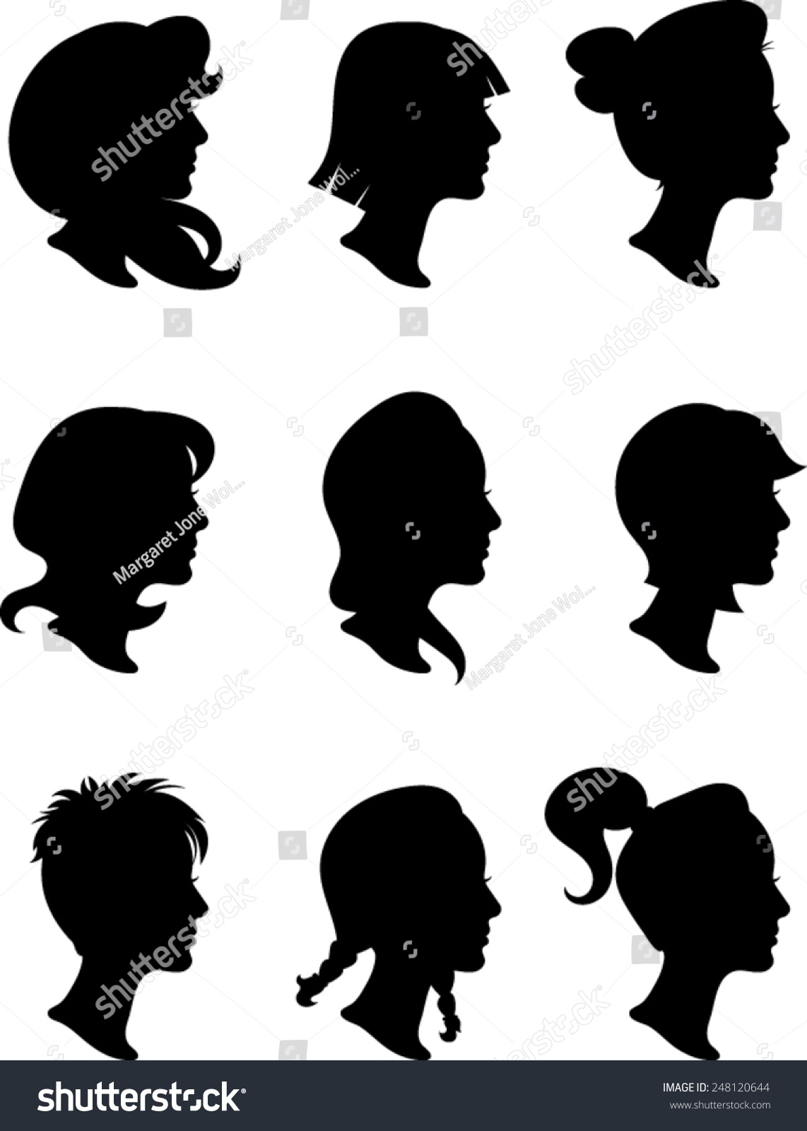 Woman Profile Silhouettes Vector Image Stock Vector 248120644 Shutterstock