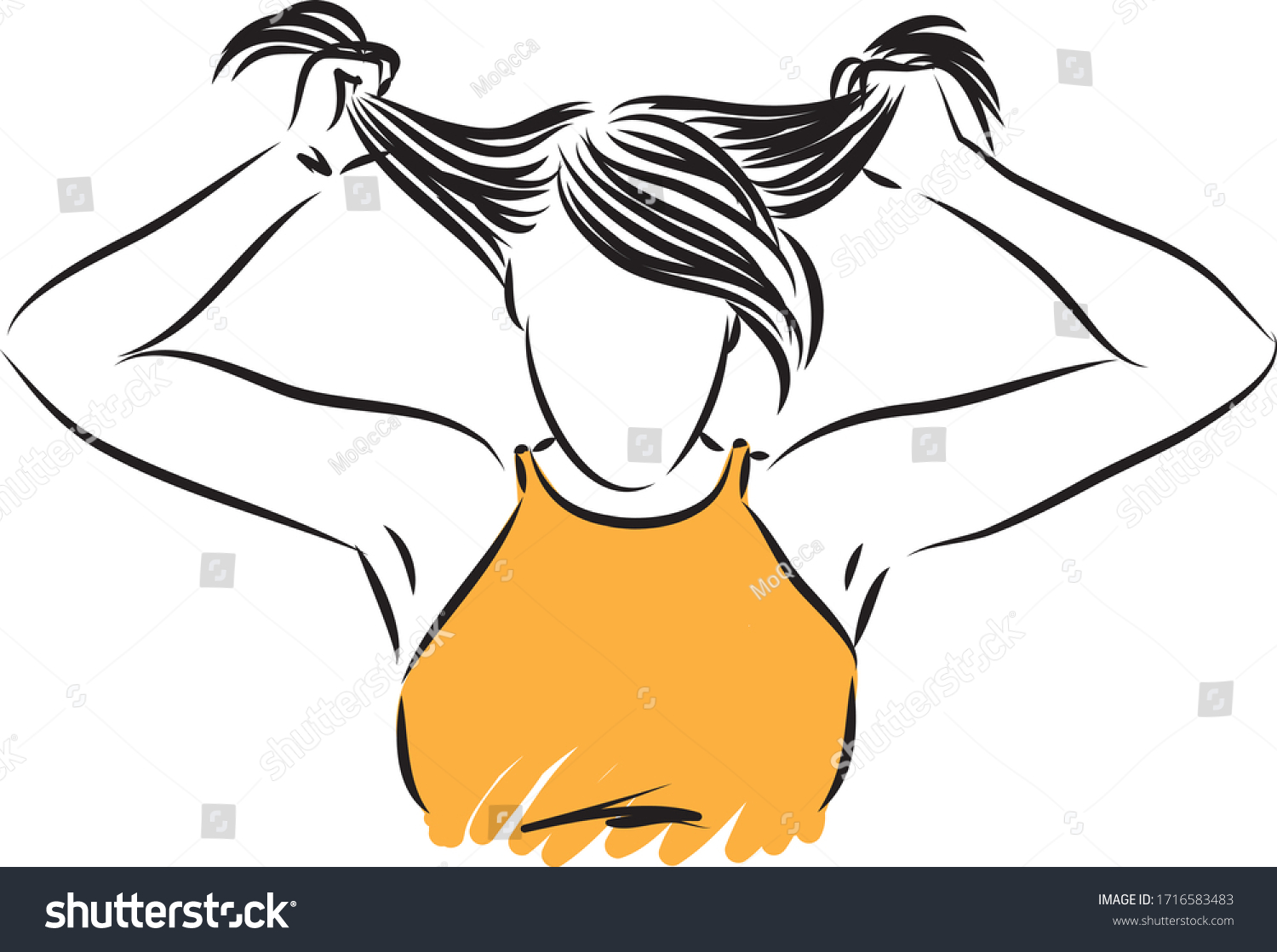 Woman Pulling Hair Vector Illustration Stock Vector Royalty Free 1716583483 Shutterstock 2075