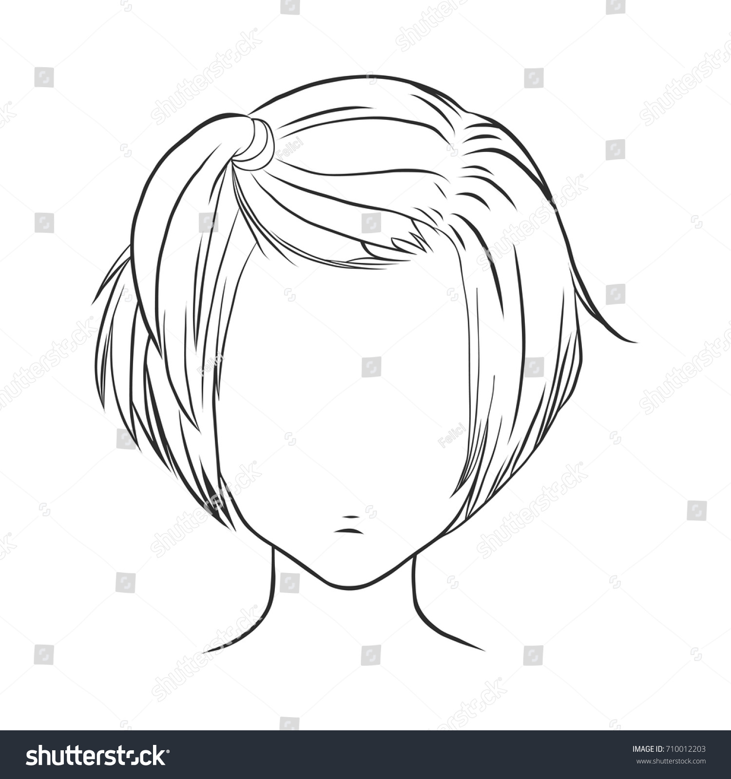 Womans Hairstyle Short Hair Tail Isolated Stock Vector Royalty