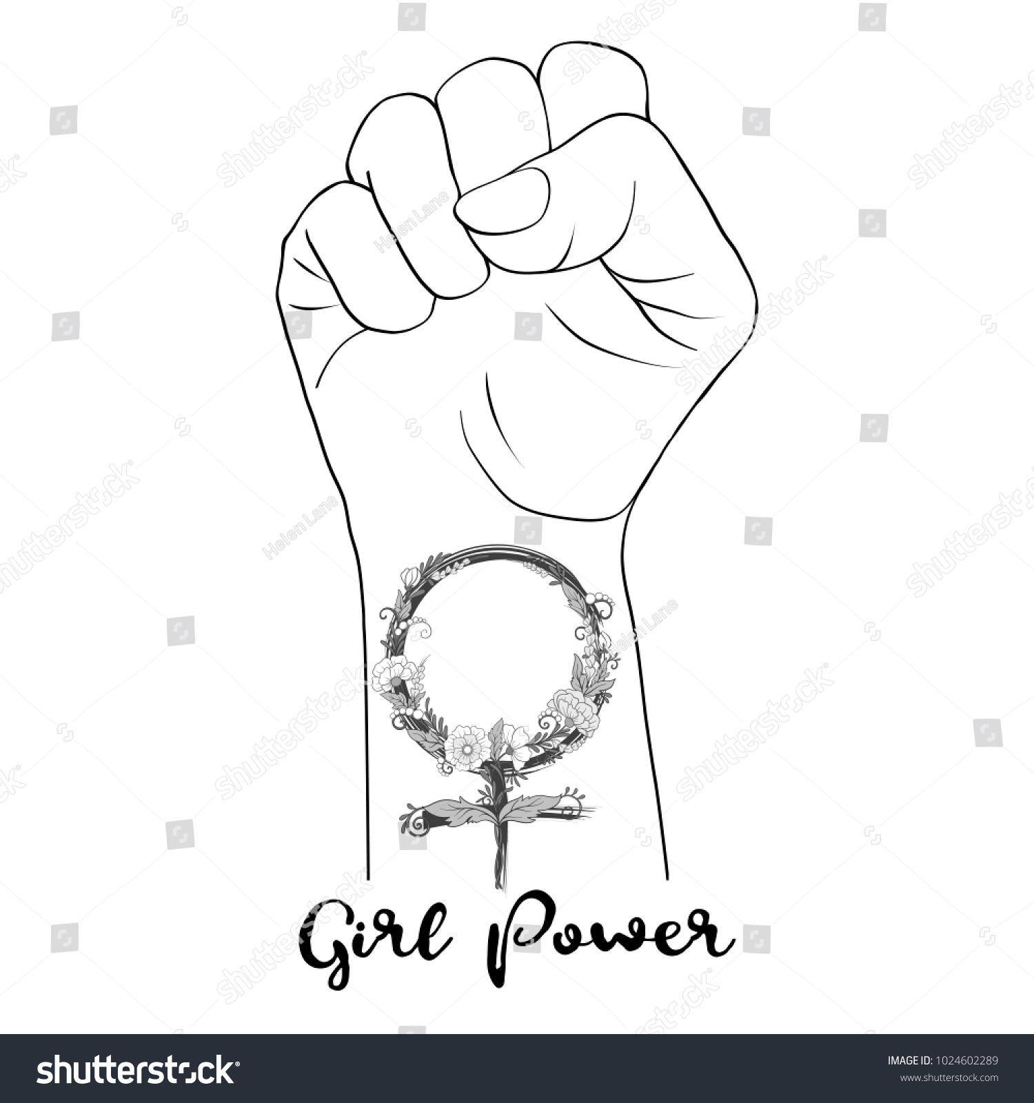 Womans Hand Fist Raised Freedom Sign Stock Vector (Royalty Free ...