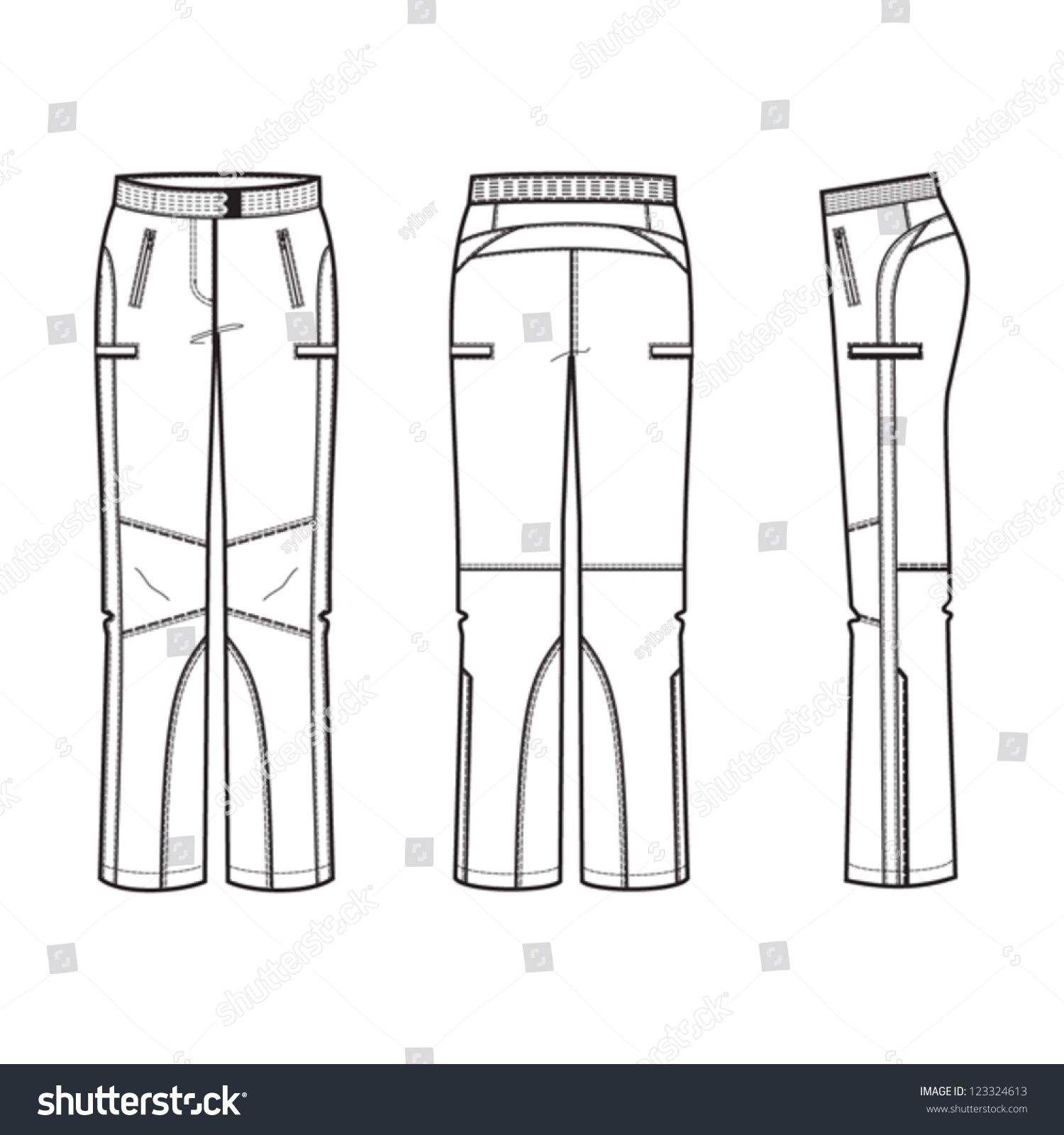 Womans Skiing Trousers Technical Drawing Stock Vector (Royalty Free ...