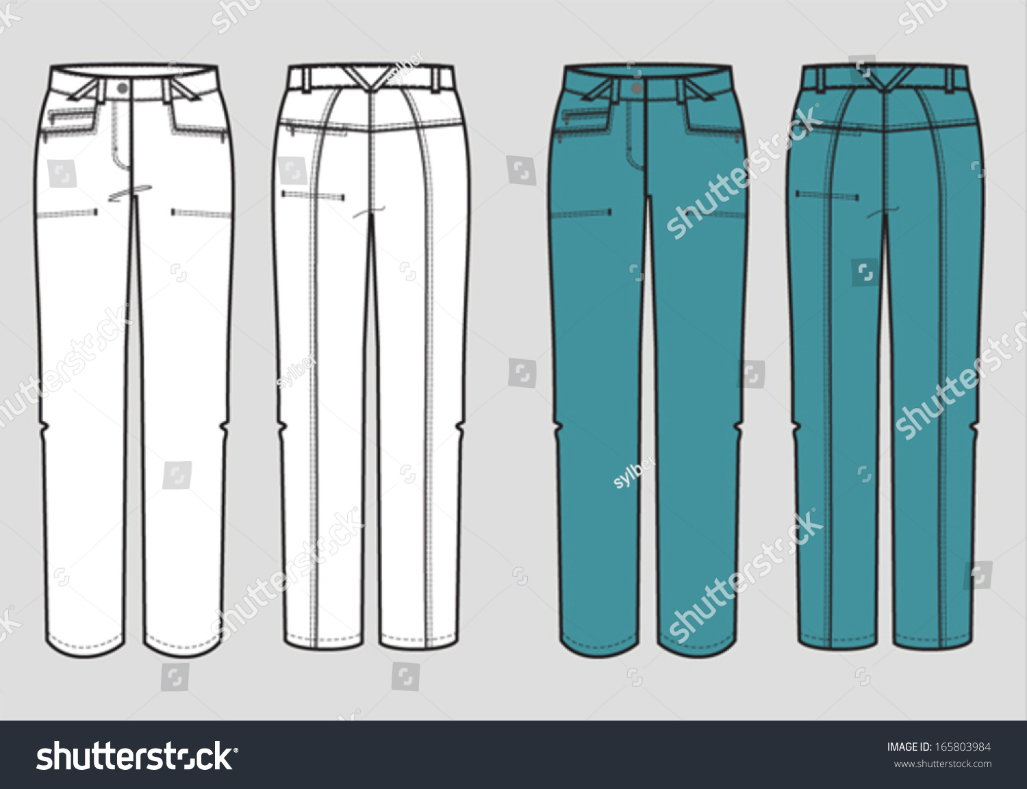 Woman'S Trousers Technical Drawing Green Stock Vector Illustration ...