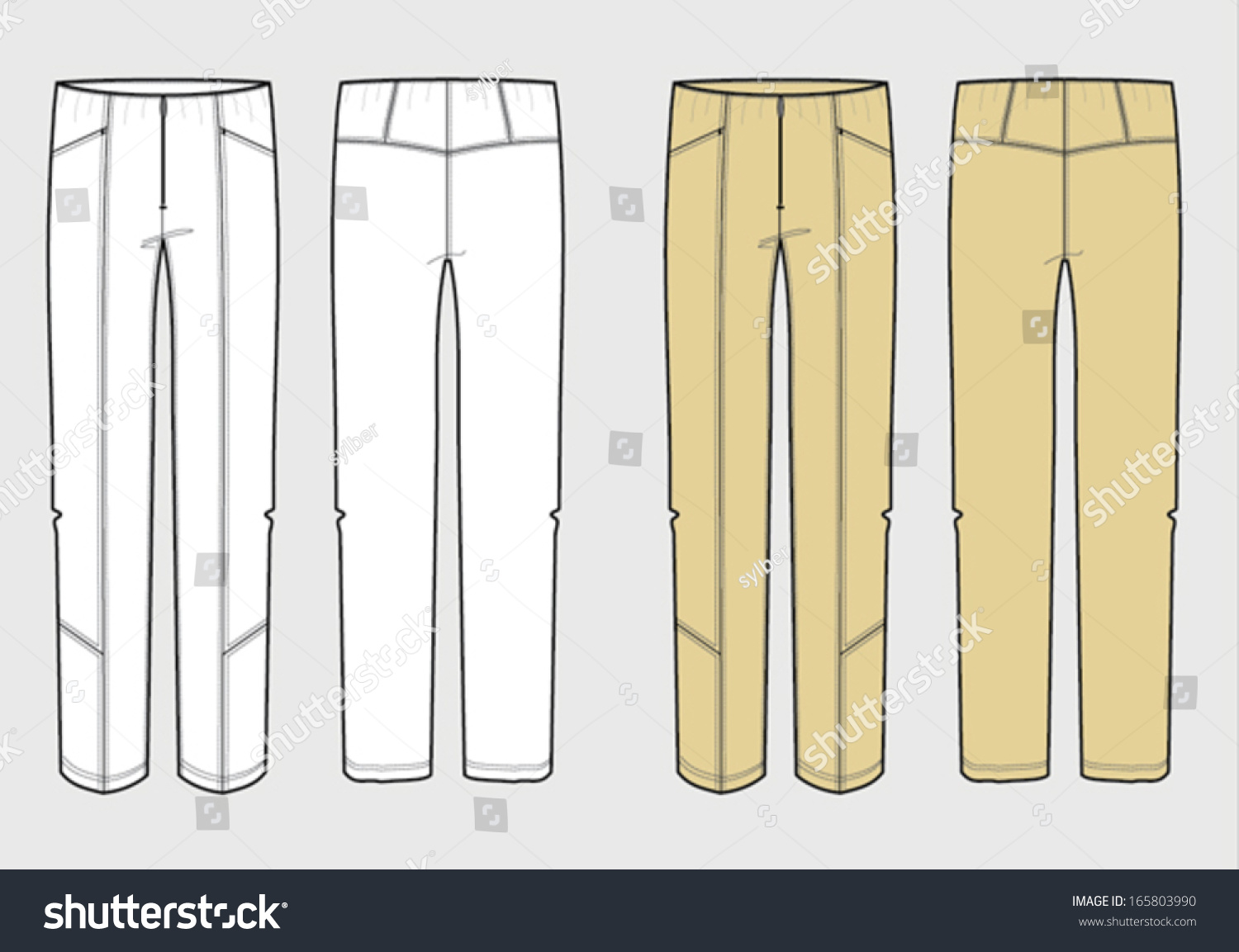 Woman'S Trousers Technical Drawing Sand Stock Vector Illustration ...