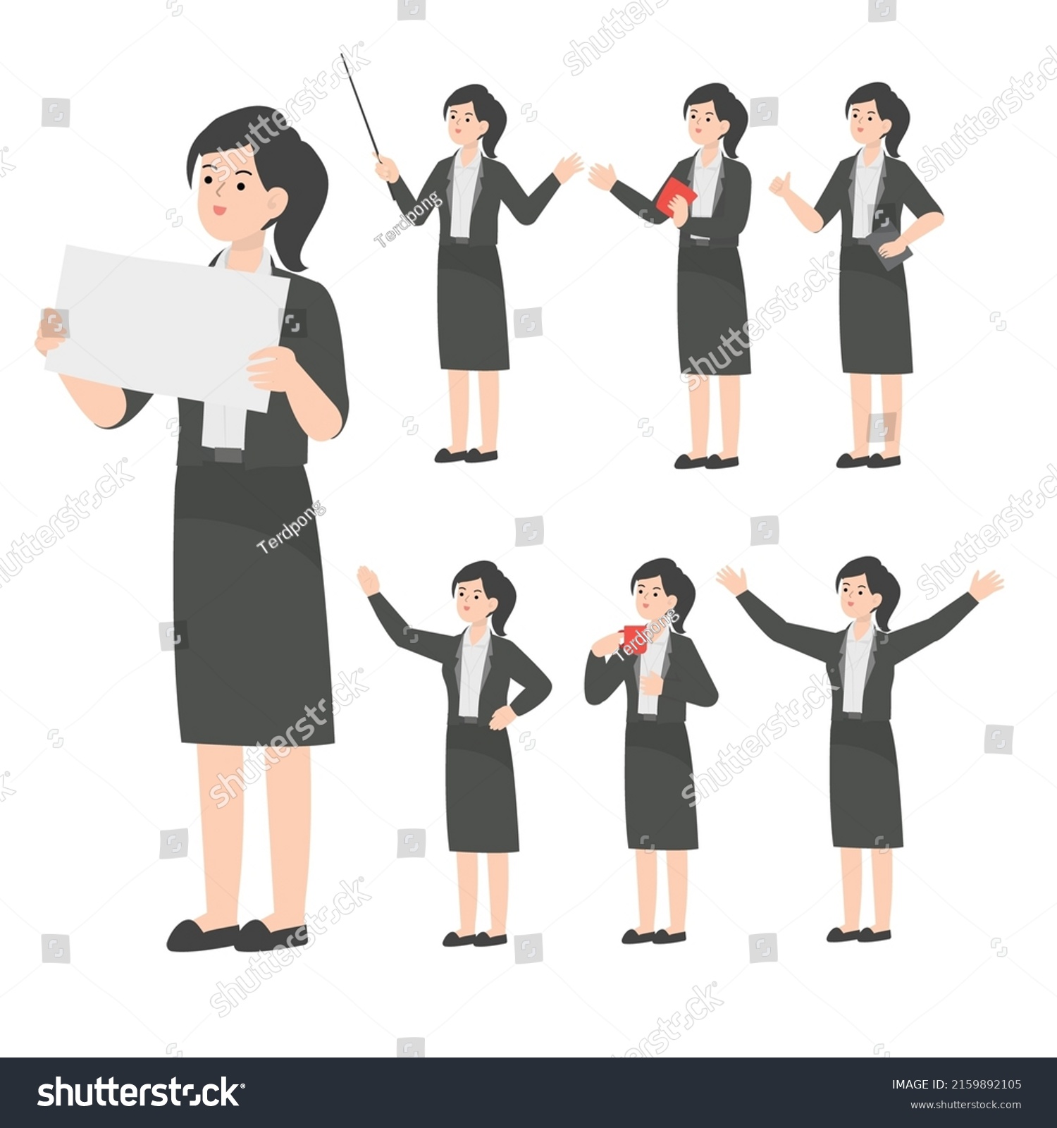 Woman Seniors Working Office Presenting Cartoon Stock Vector (Royalty ...