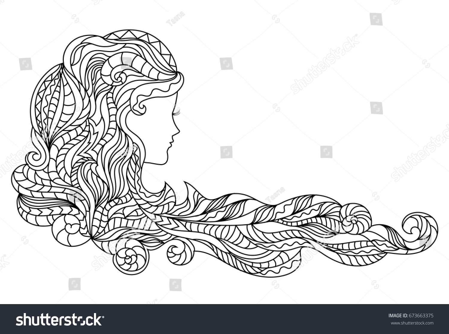 woman silhouette for colouring coloring page or book long hair uncolored hand drawn - Coloring Page Woman woman silhouette for colouring coloring page or book long hair uncolored hand drawn - Coloring Page Woman
