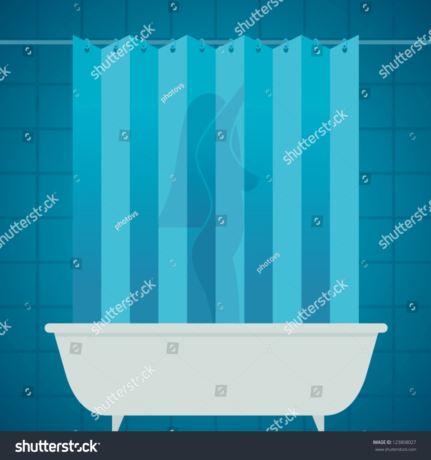 Woman Silhouette Shower Bathing Bathroom Vector Image Vectorielle De Stock Libre De Droits 1748