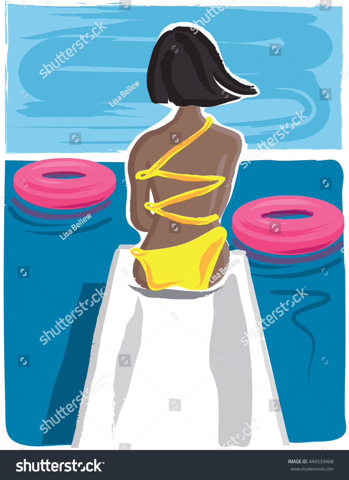 SVG of Woman sitting on diving board. svg