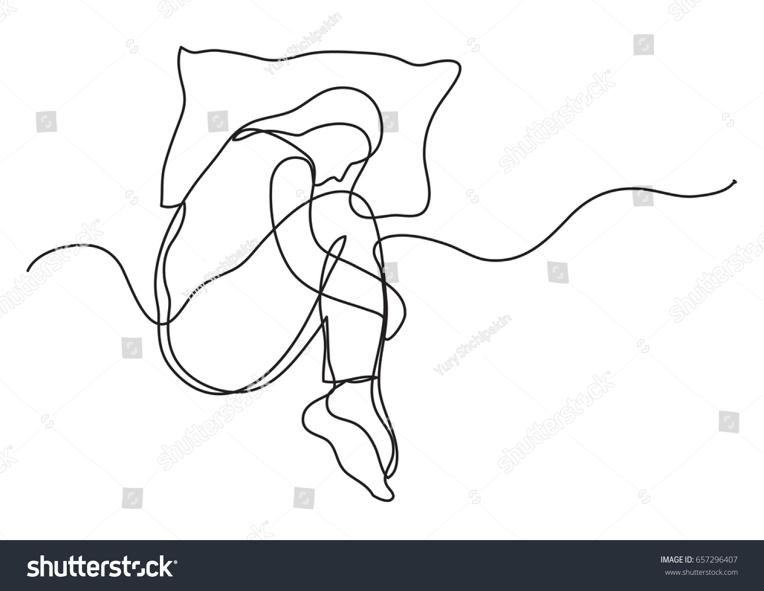femme dormant sur l'oreiller dessin image vectorielle de stock