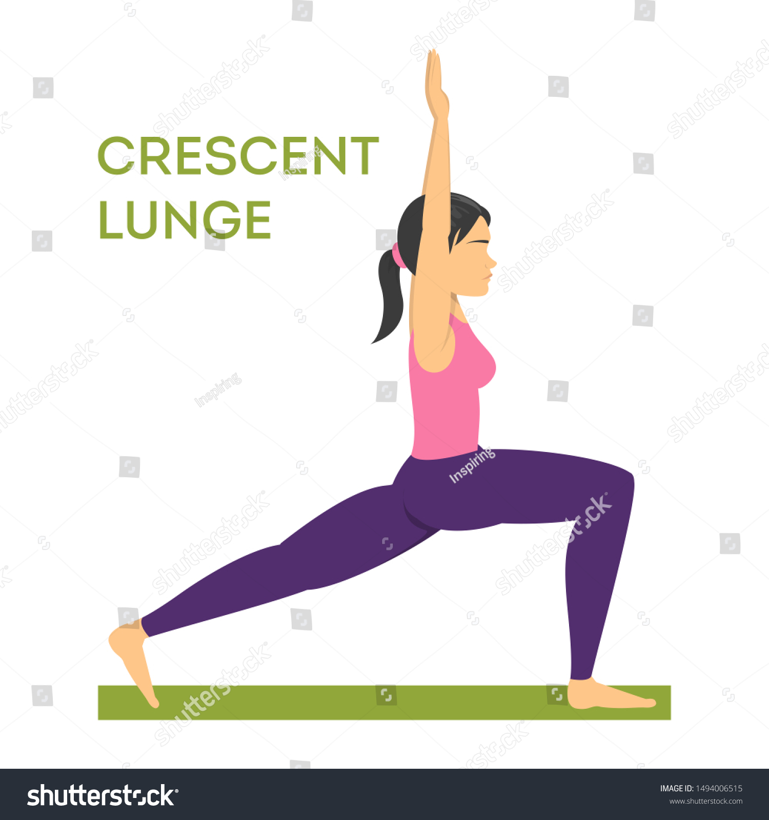 Woman Standing Crescent Lunge Yoga Pose Stock Vector (Royalty Free Woman Standing Crescent Lunge Yoga Pose Stock Vector (Royalty Free
