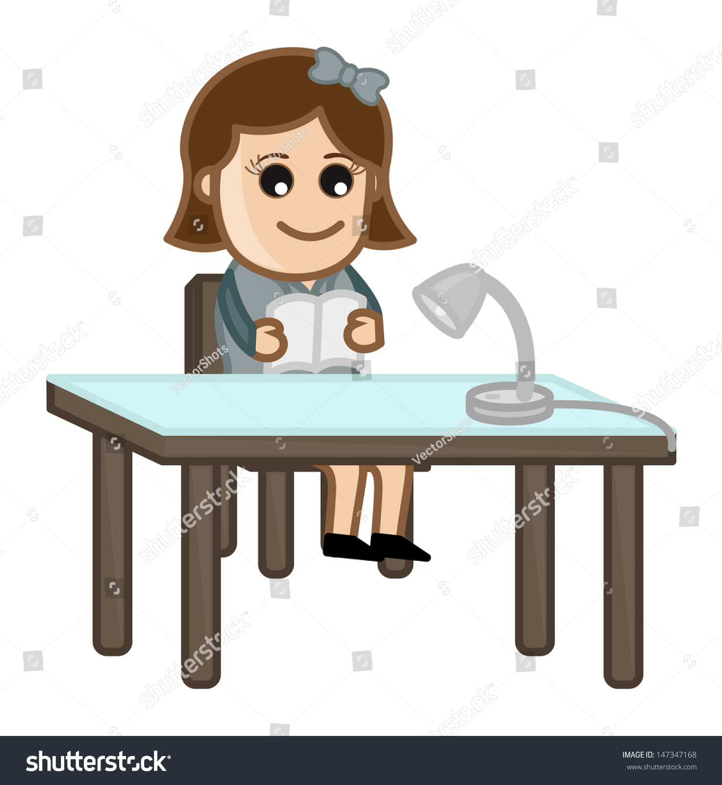 Woman Studying Cartoon Office Vector Illustration Stock Vector ...