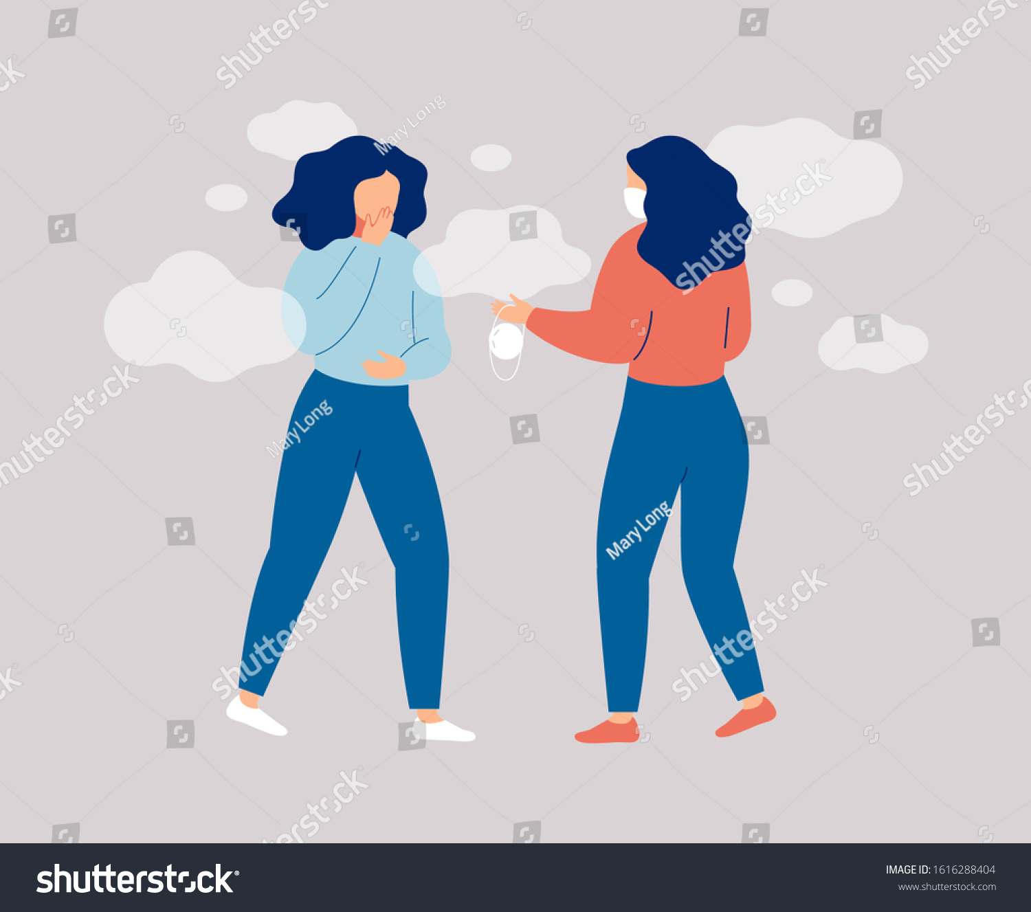 Woman Suffers Attack Choking Coughing Smog Stock Vector (Royalty Free) 1616288404