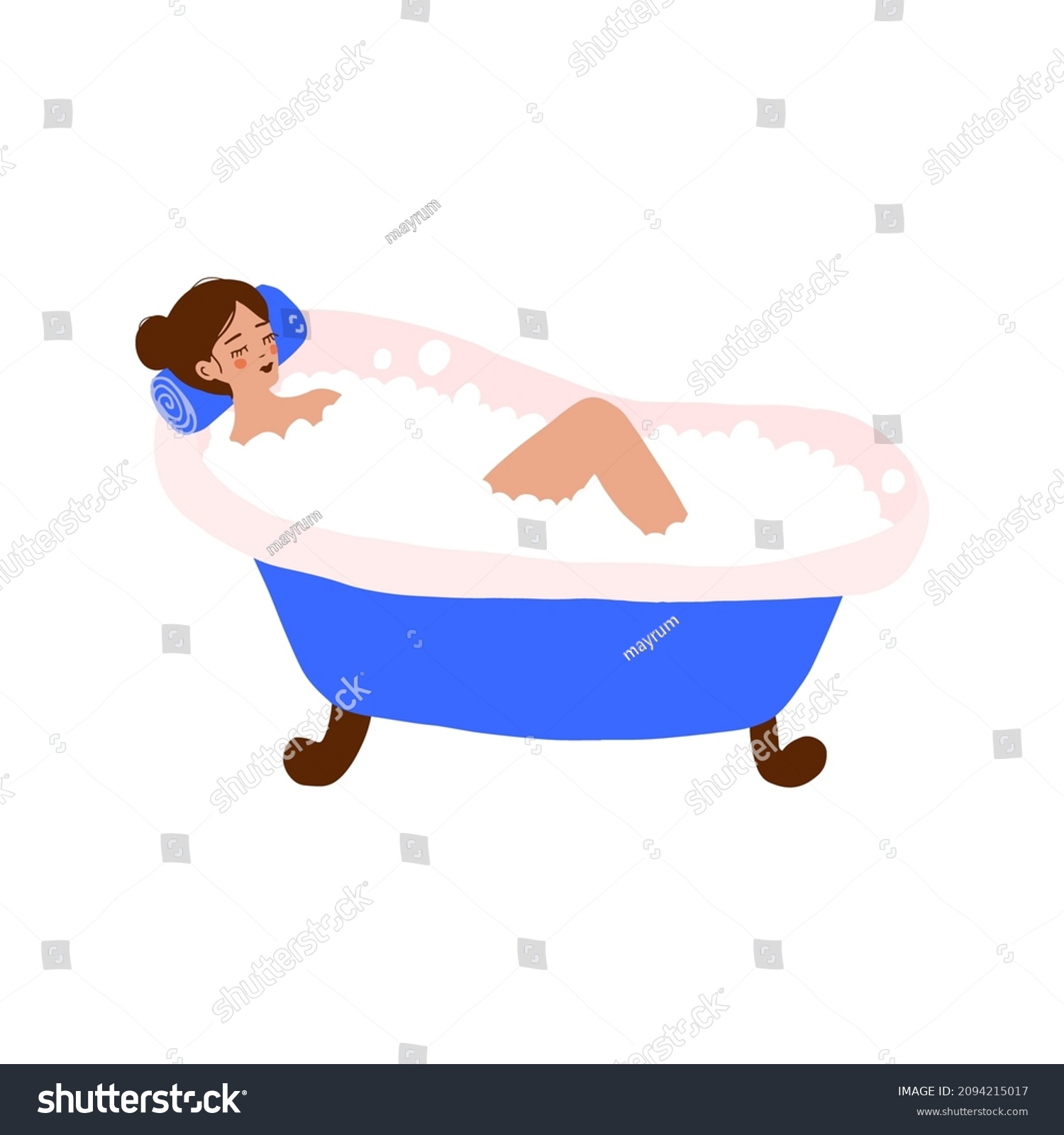 Woman Taking Bath Illustration Stock Vector Royalty Free 2094215017 Shutterstock