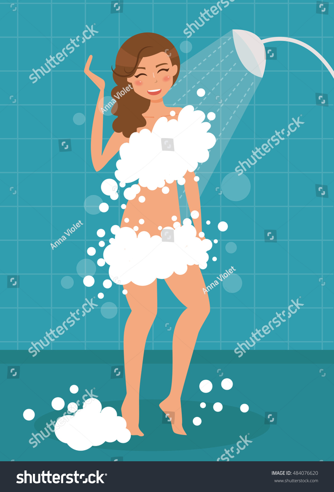 Woman Taking Shower Vector Illustration Cartoon 库存矢量图（免版税）484076620 Shutterstock