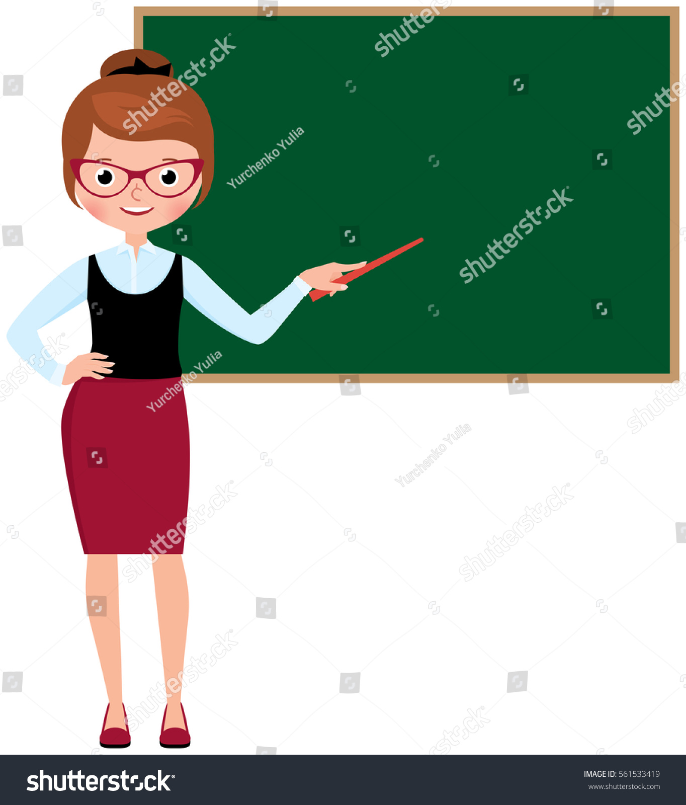 Woman Teacher Full Length Standing School Stock Vector 561533419 ...