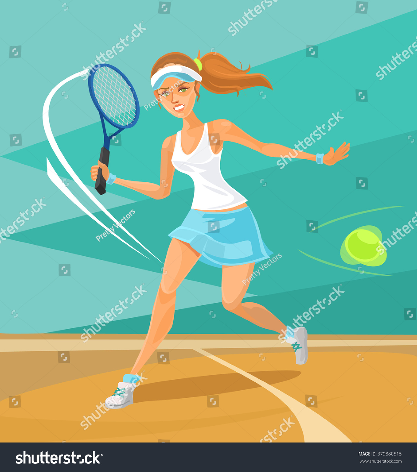 Woman Tennis Player. Vector Flat Illustration - 379880515 : Shutterstock