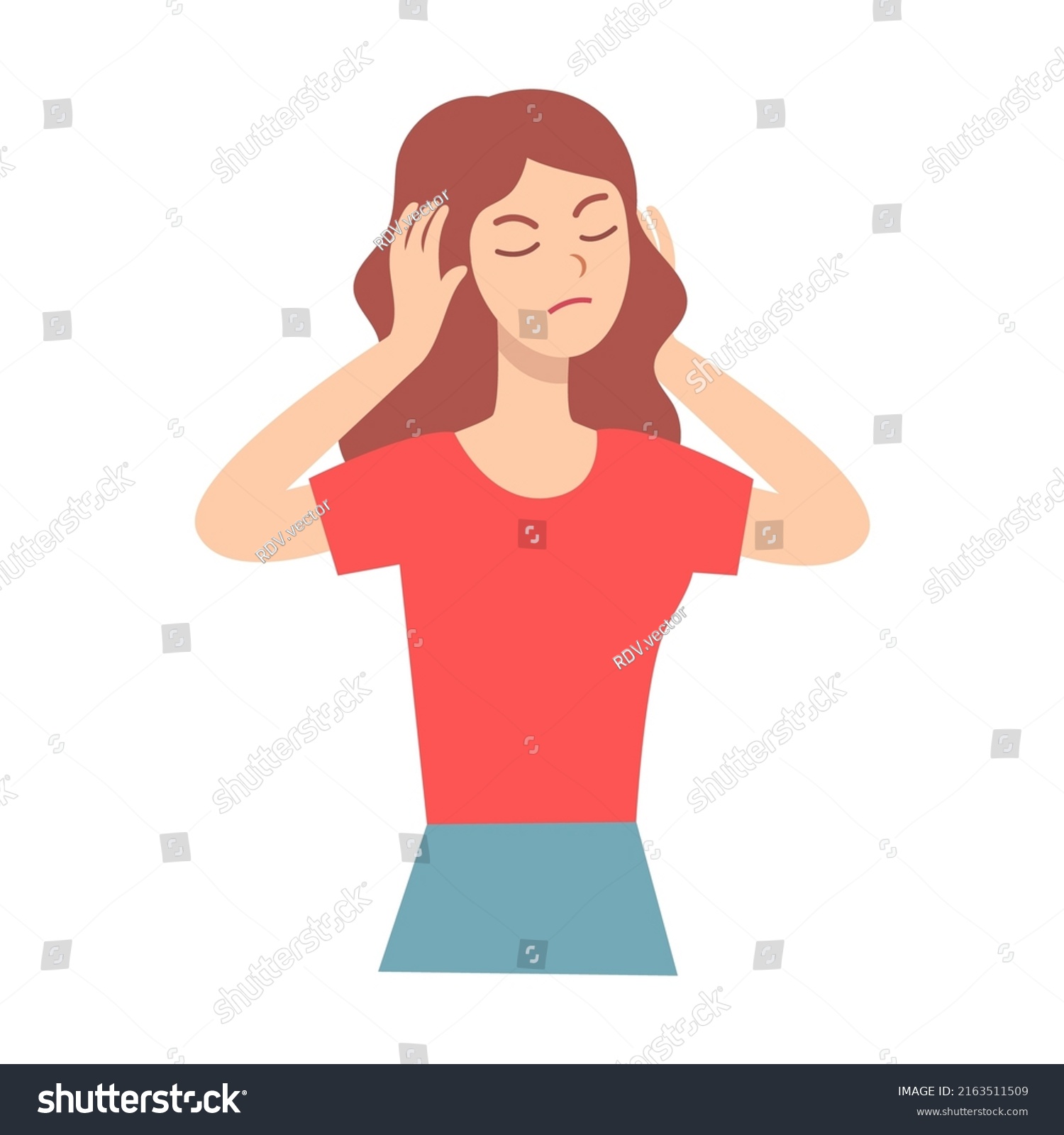 Woman Tired Noise Different Types Pain Stock Vector (Royalty Free ...