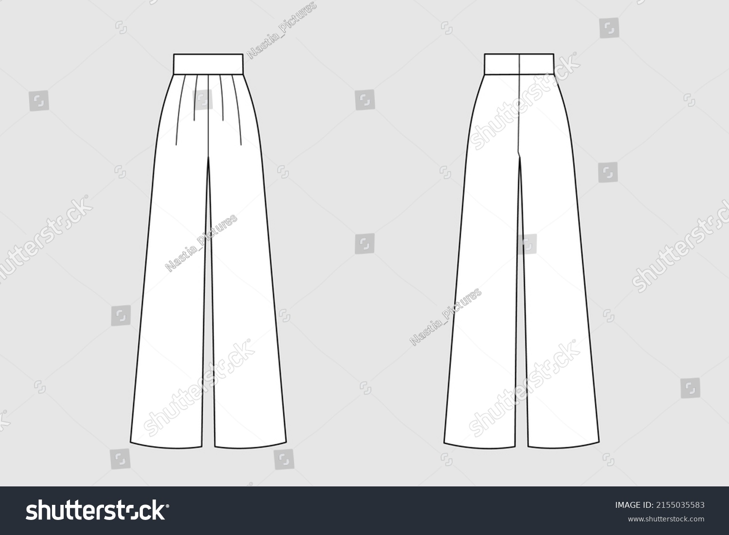 Woman Trousers Flared Jeans Vector Template Stock Vector (Royalty Free ...