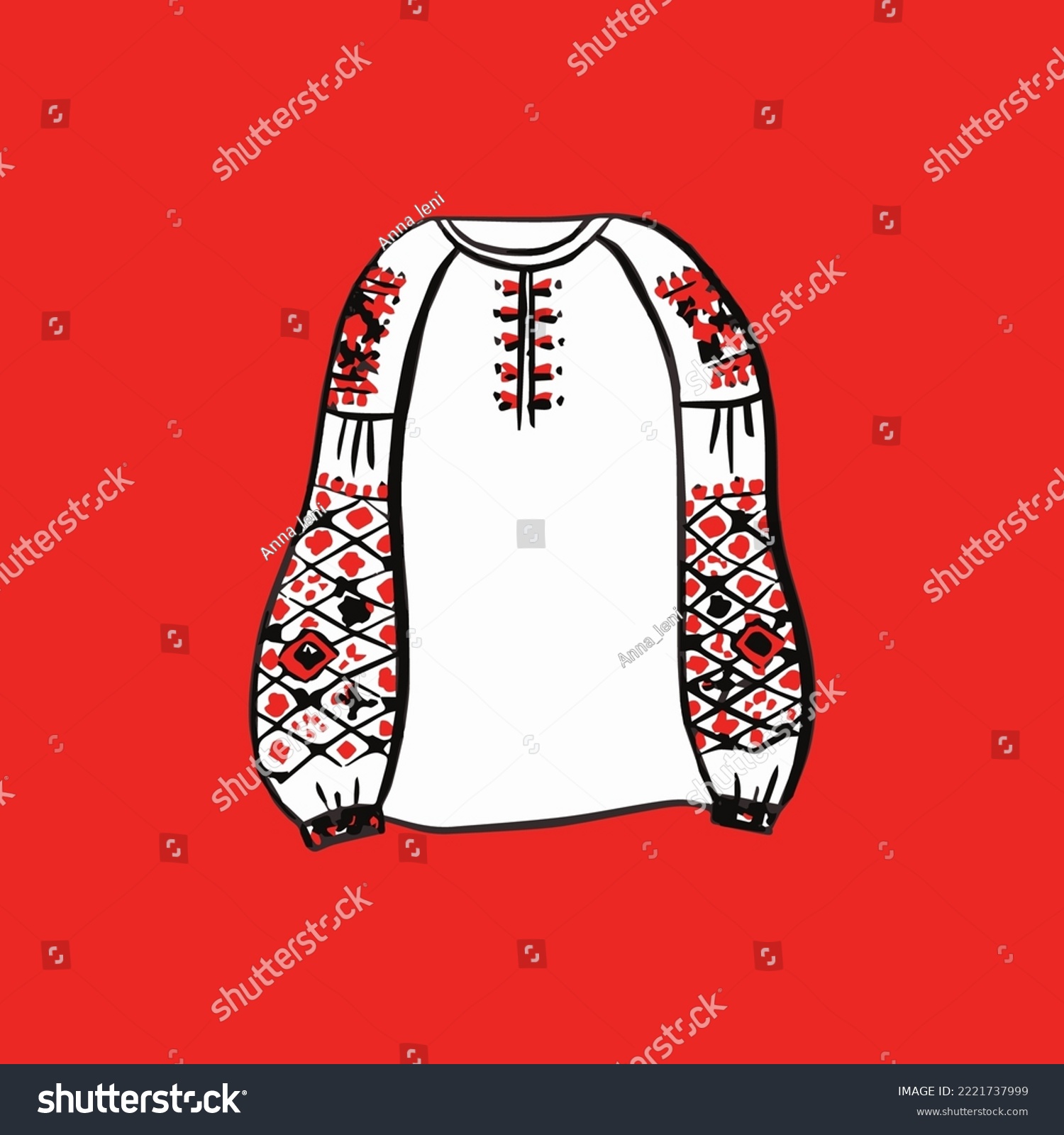 SVG of Woman Ukraine Embroidery Shirt. Vector Illustration of Sketch Doodle Hand drawn Cultural Clothes. svg