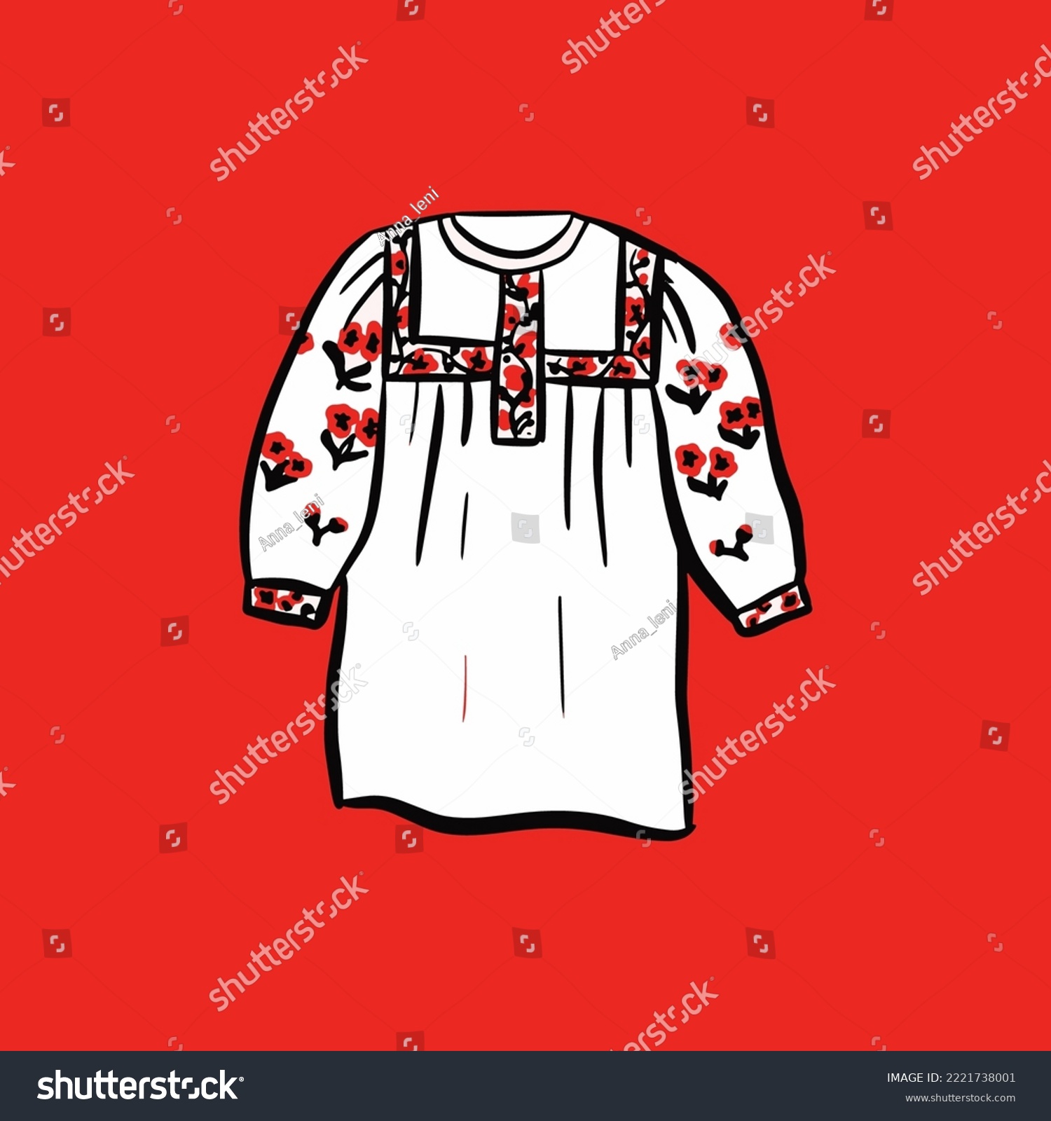 SVG of Woman Ukraine Embroidery T Shirt. Vector Illustration of Sketch Doodle Hand drawn Cultural Clothes. svg