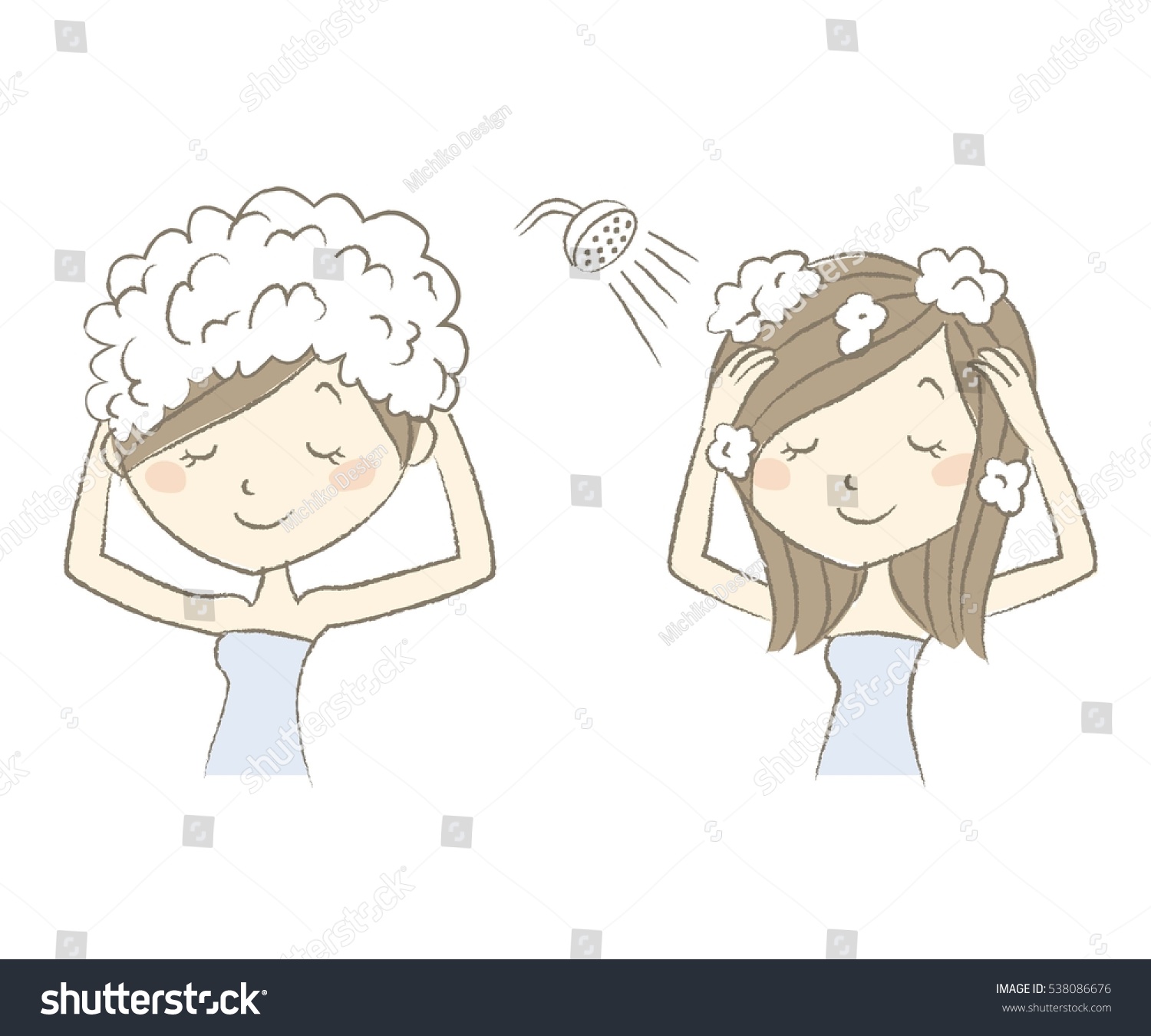 Woman Washing Hair Shampoo Stock Vector 538086676 - Shutterstock