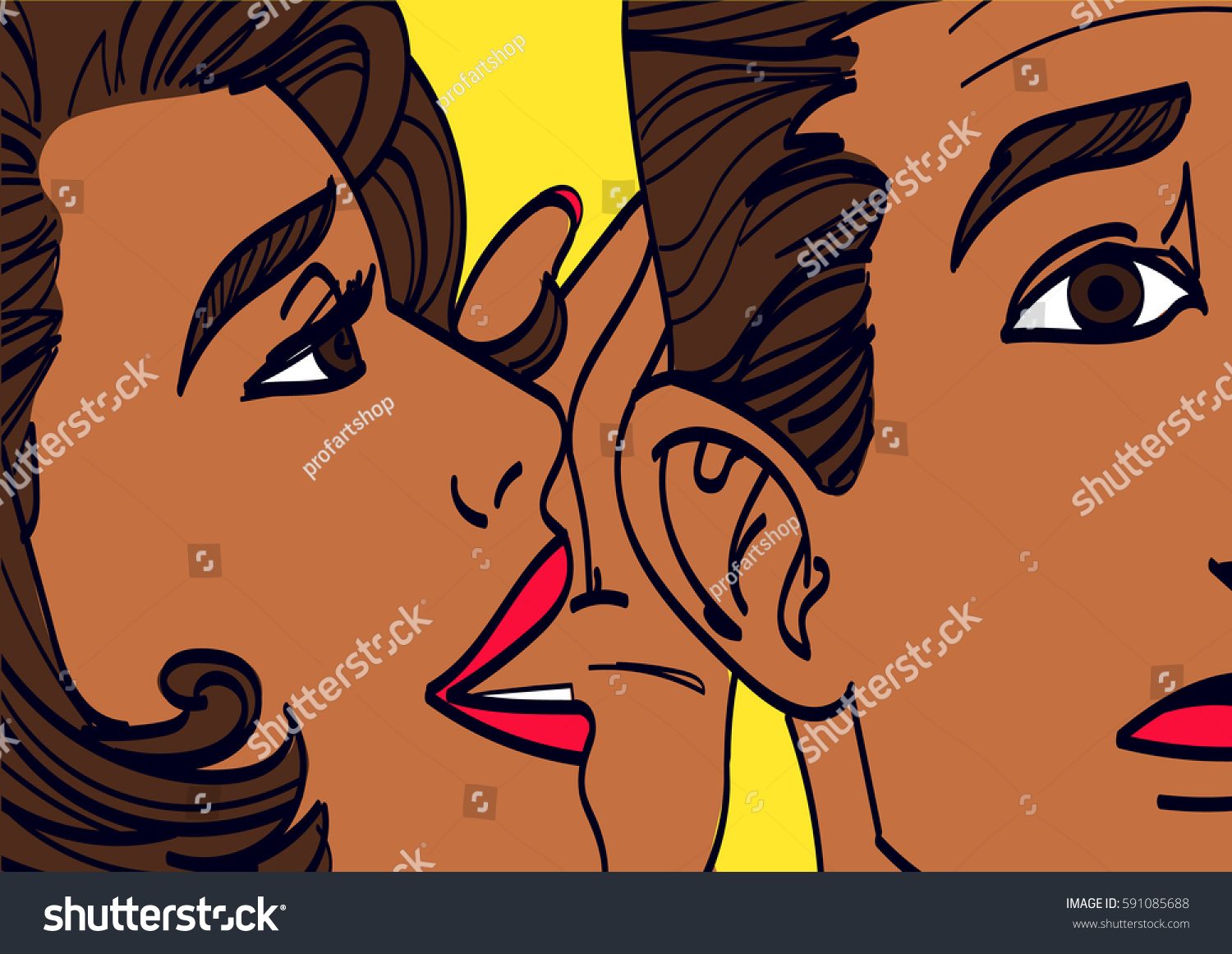 Woman Whispering Mans Ear Drawing Vector Stock Vector (Royalty Free ...