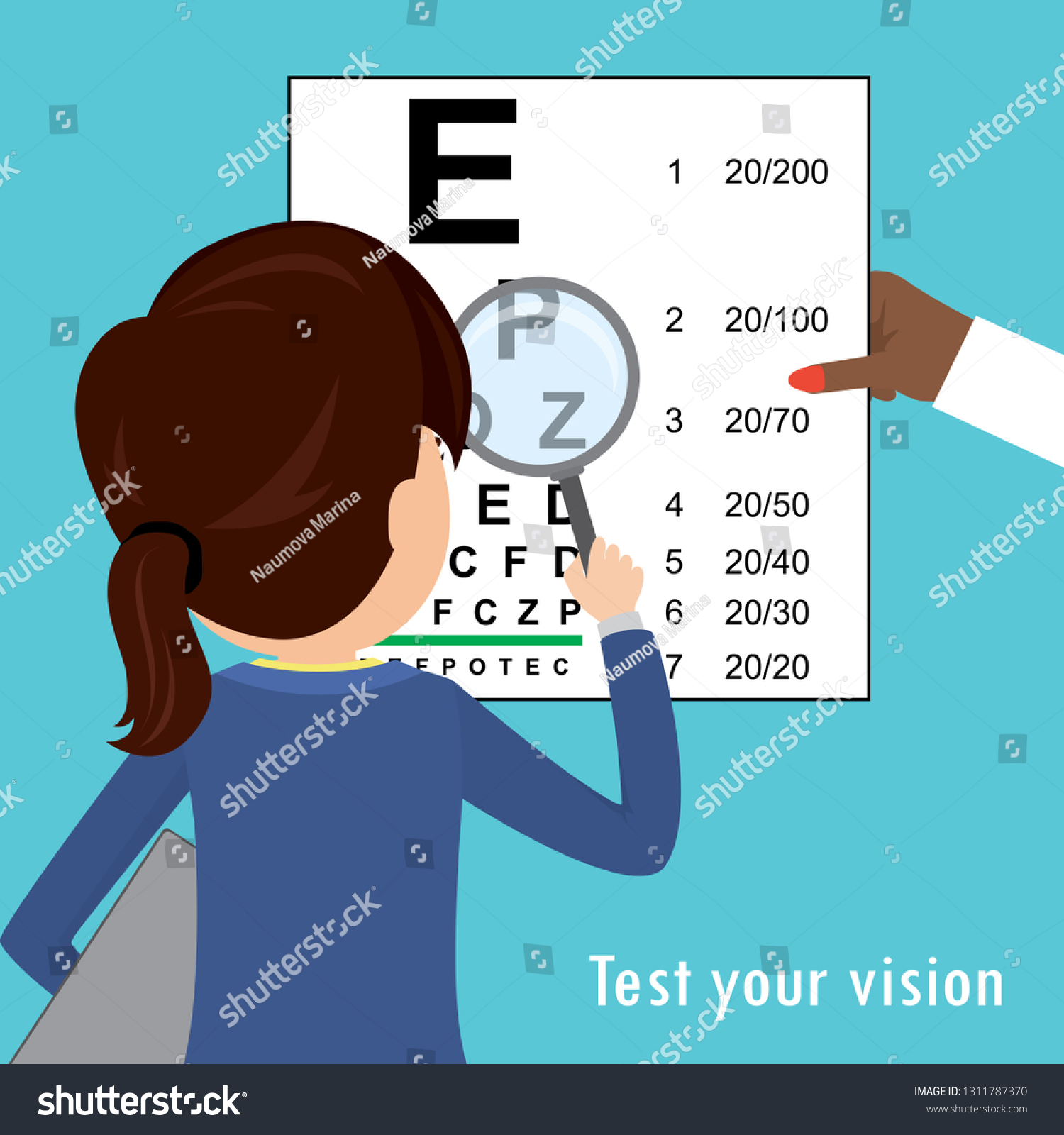 Vector De Stock Libre De Regalias Sobre Woman Magnifying Glass