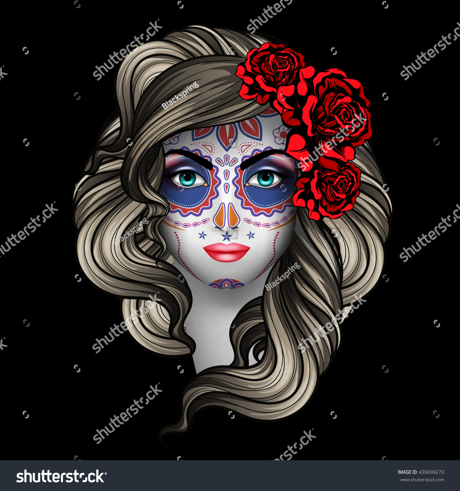 Woman With Calavera Makeup. Day Of The Dead (Dia De Los Muertos ...